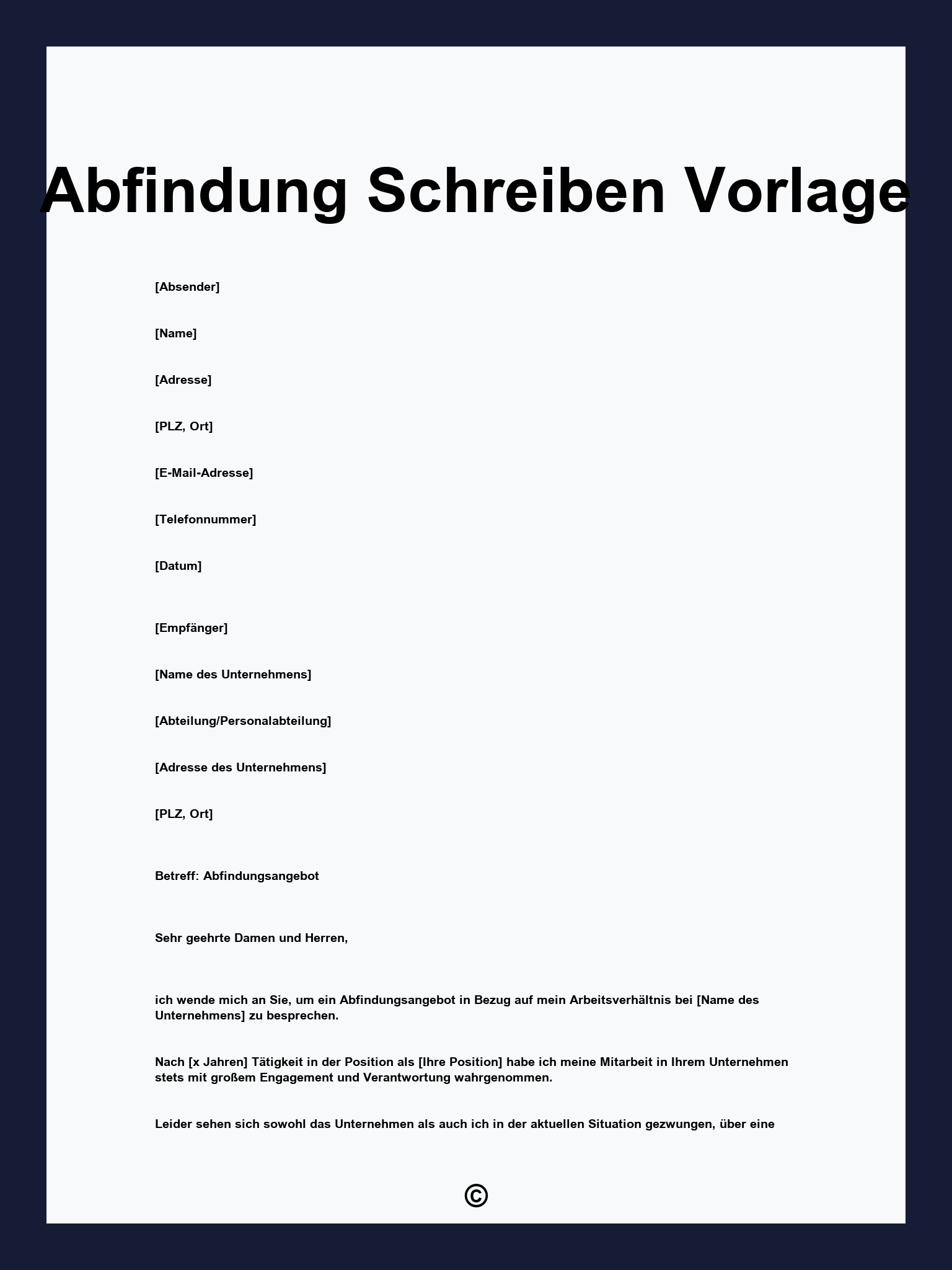 Abfindung Schreiben Vorlage