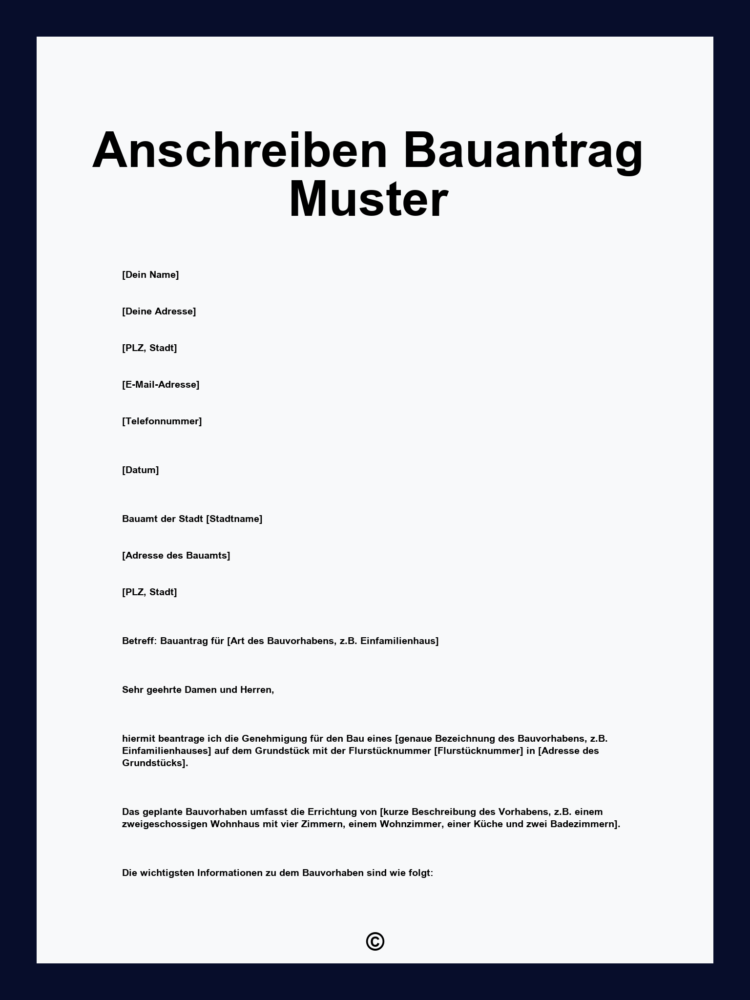 Anschreiben Bauantrag Muster