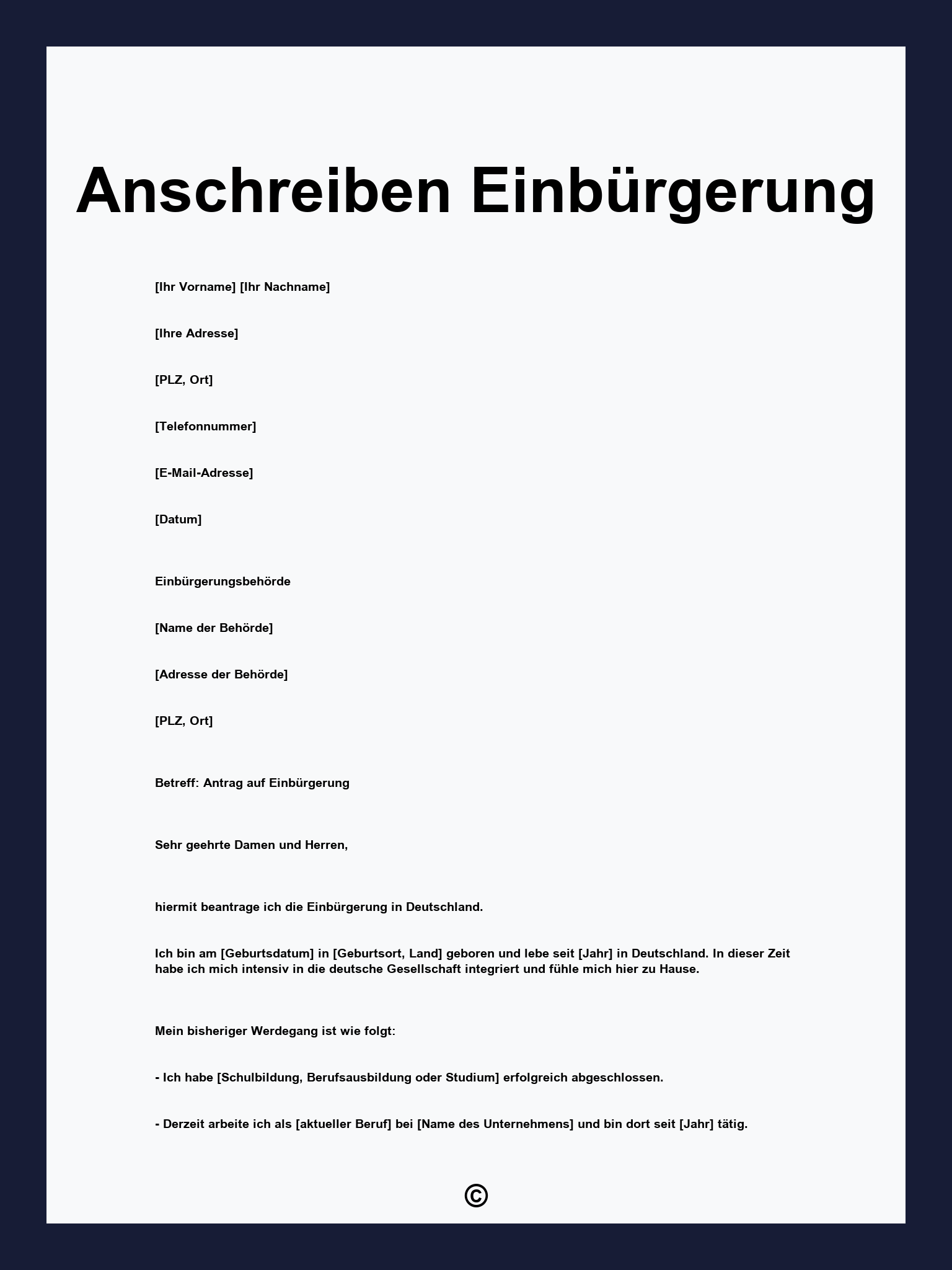 Anschreiben Einbürgerung