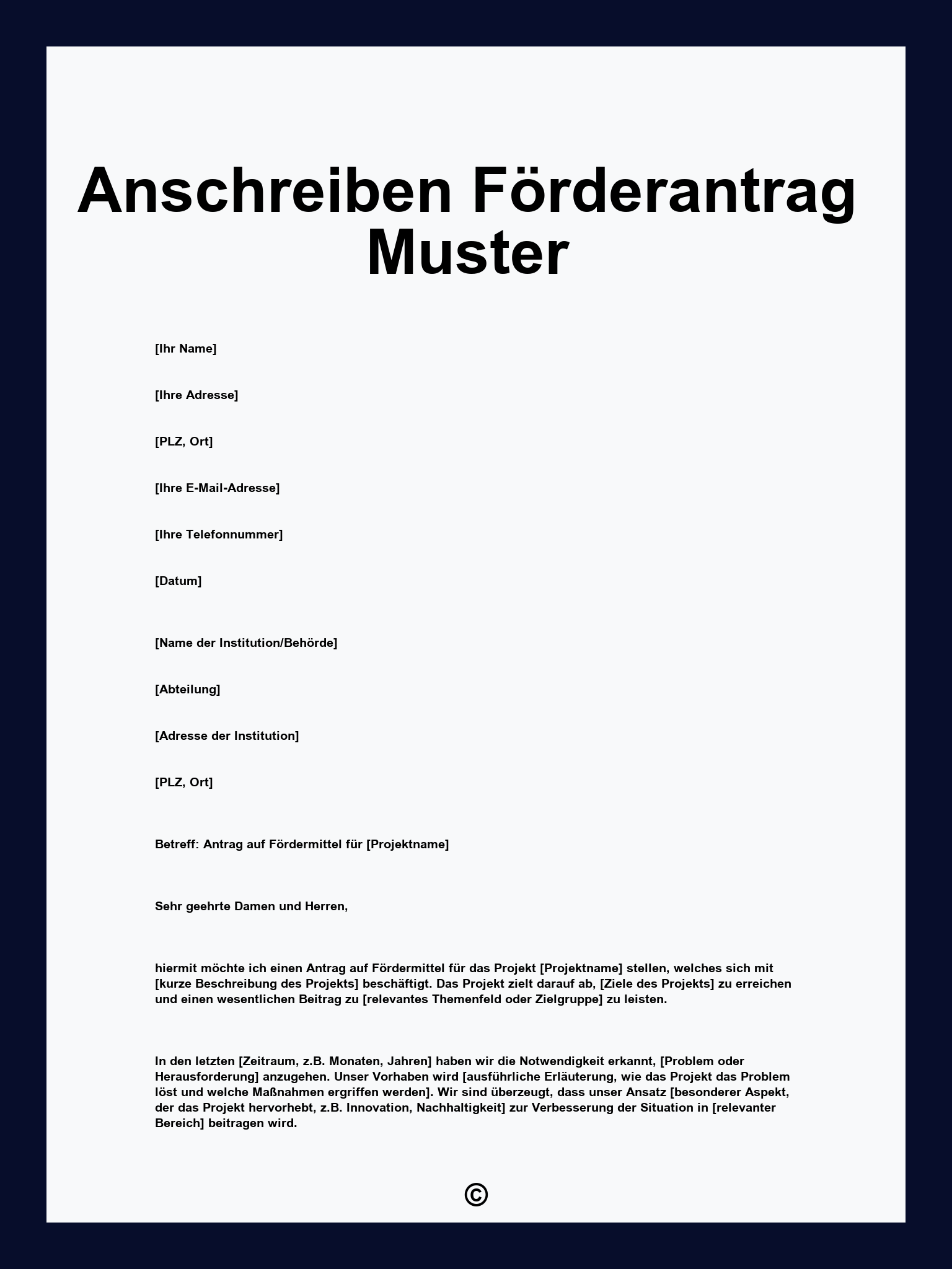 Anschreiben Förderantrag Muster