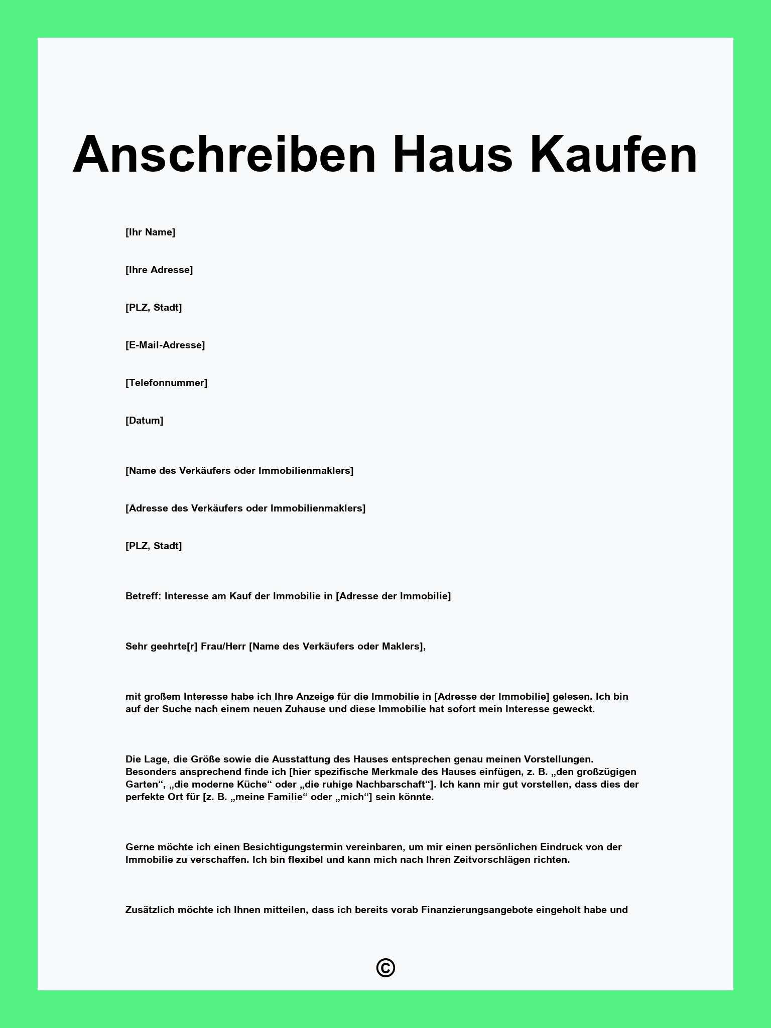 Anschreiben Haus Kaufen
