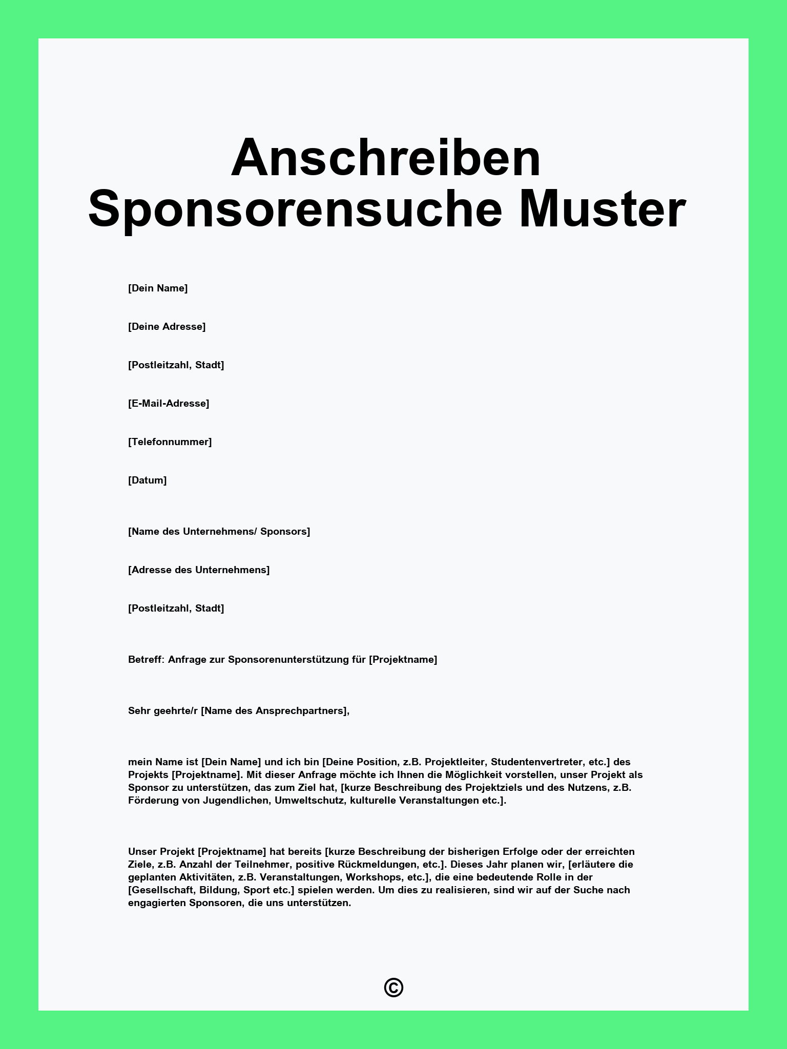 Anschreiben Sponsorensuche Muster