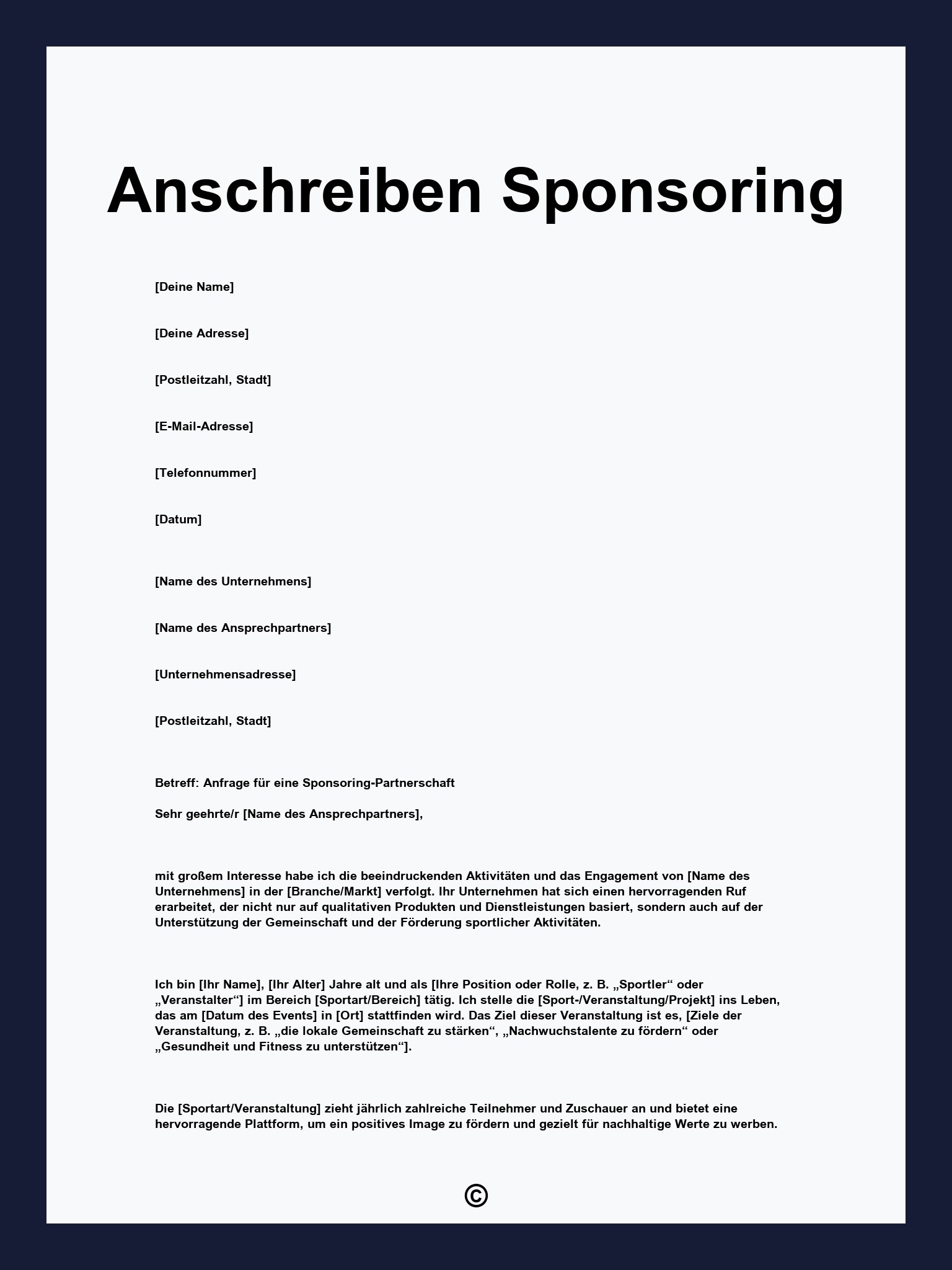 Anschreiben Sponsoring
