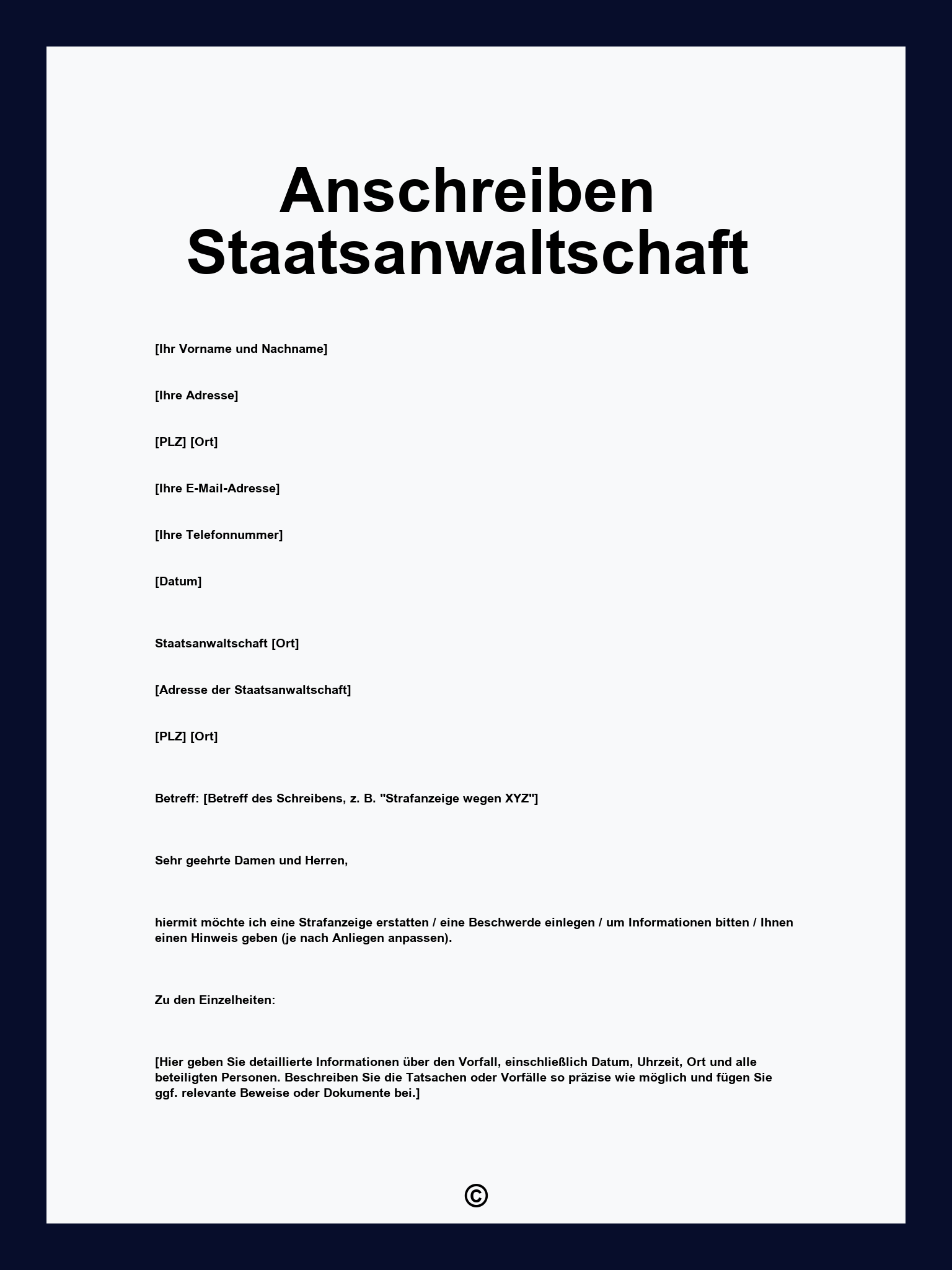 Anschreiben Staatsanwaltschaft
