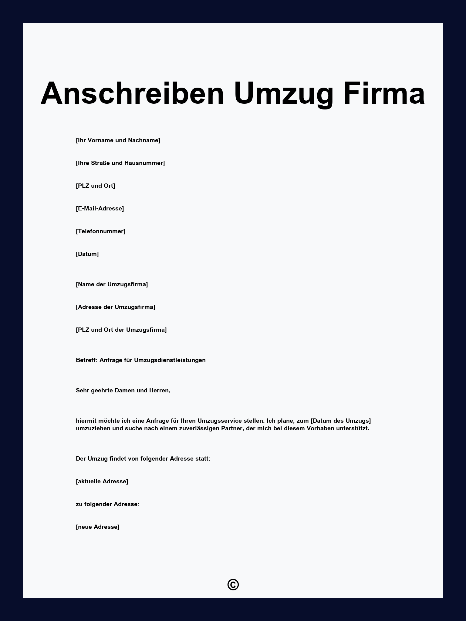 Anschreiben Umzug Firma