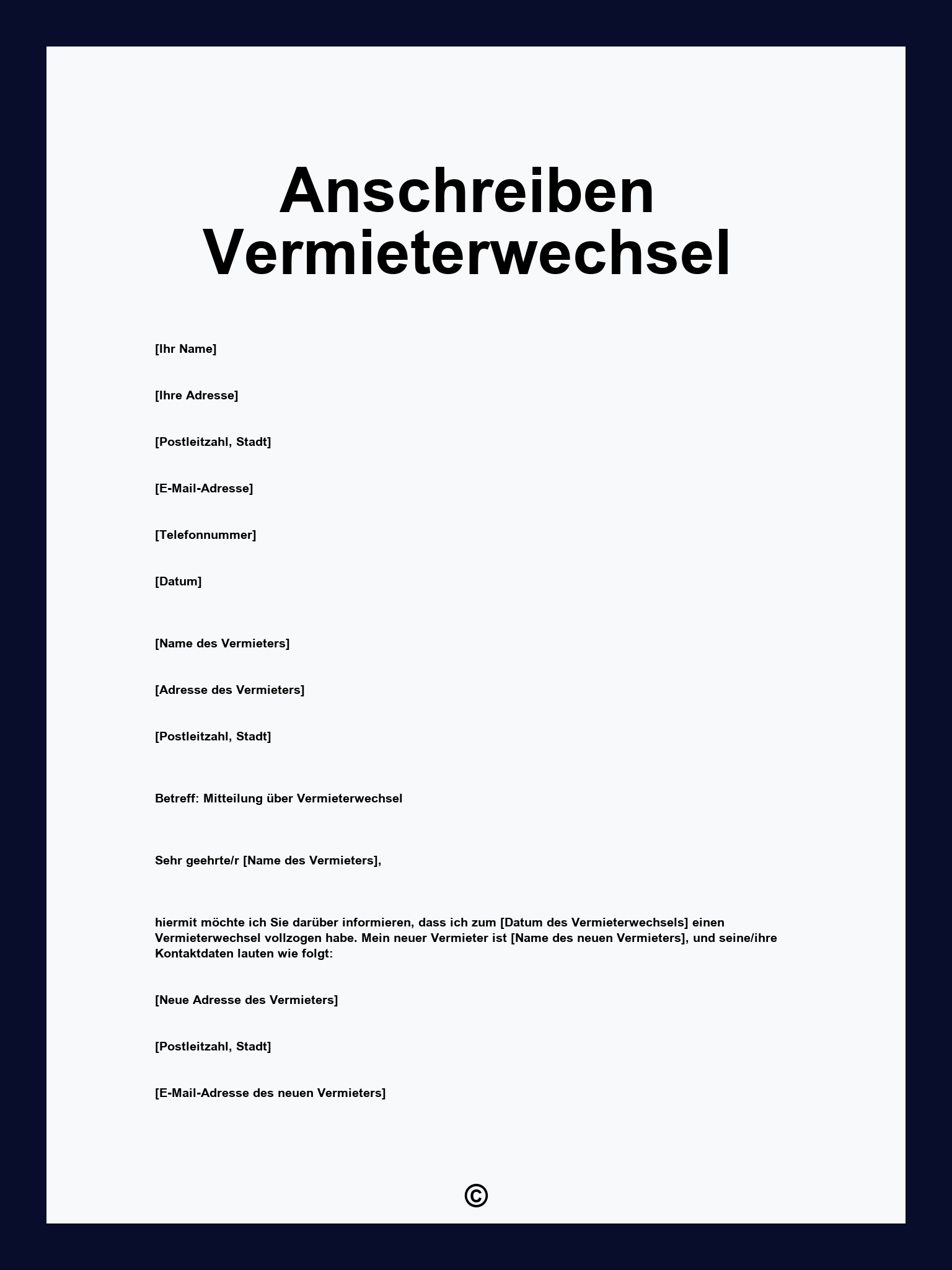 Anschreiben Vermieterwechsel