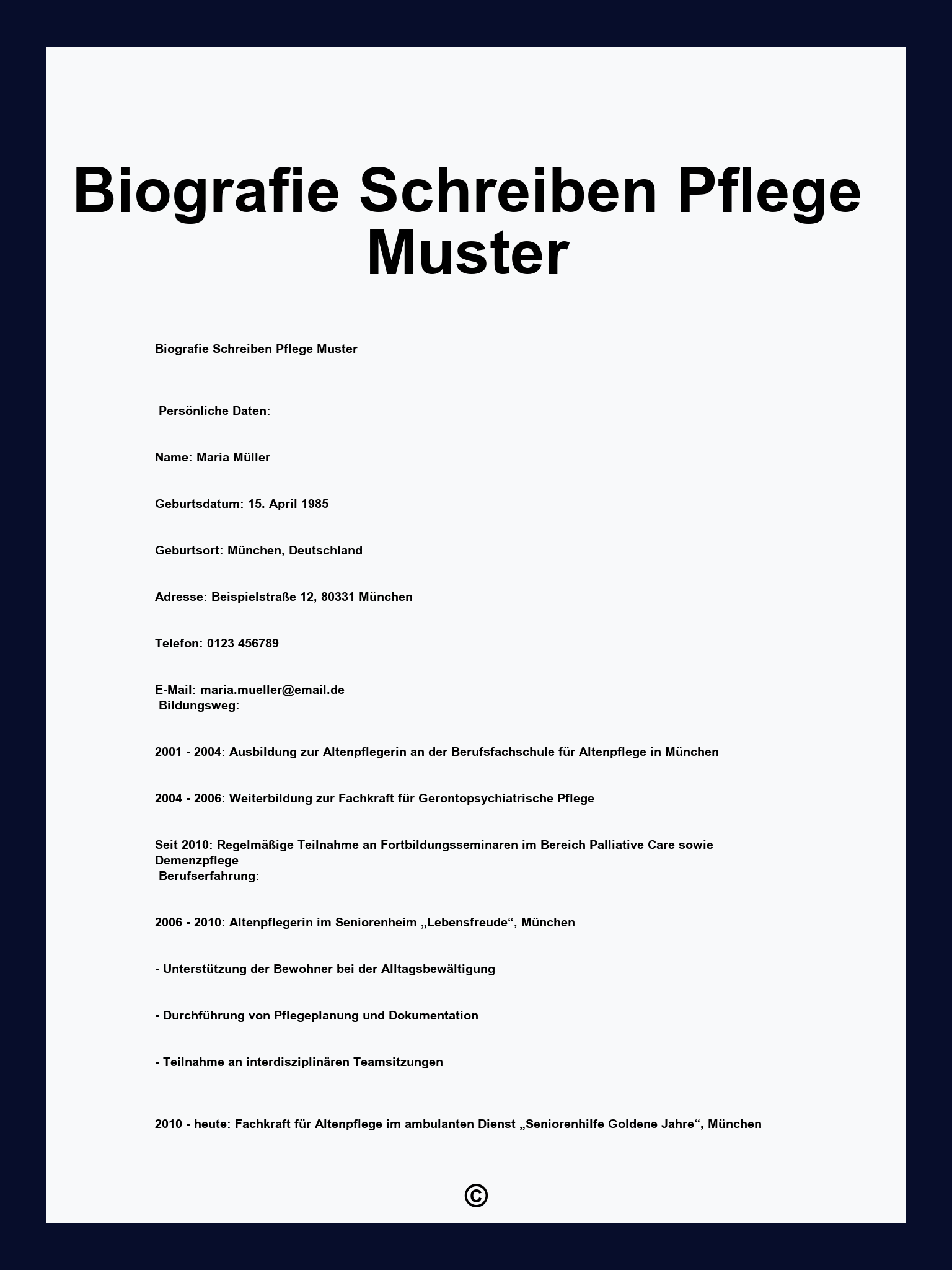Biografie Schreiben Pflege Muster