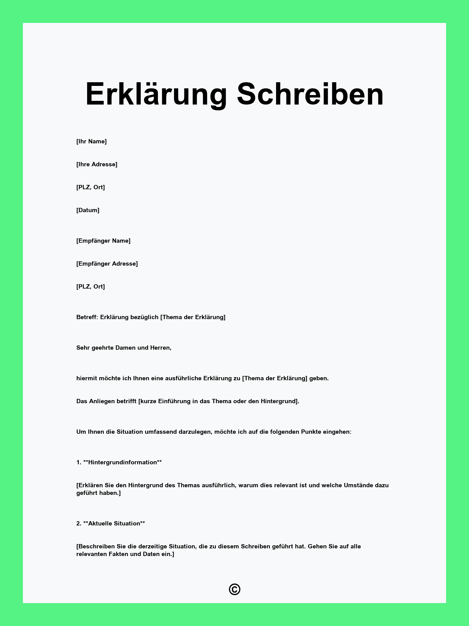 Erklärung Schreiben
