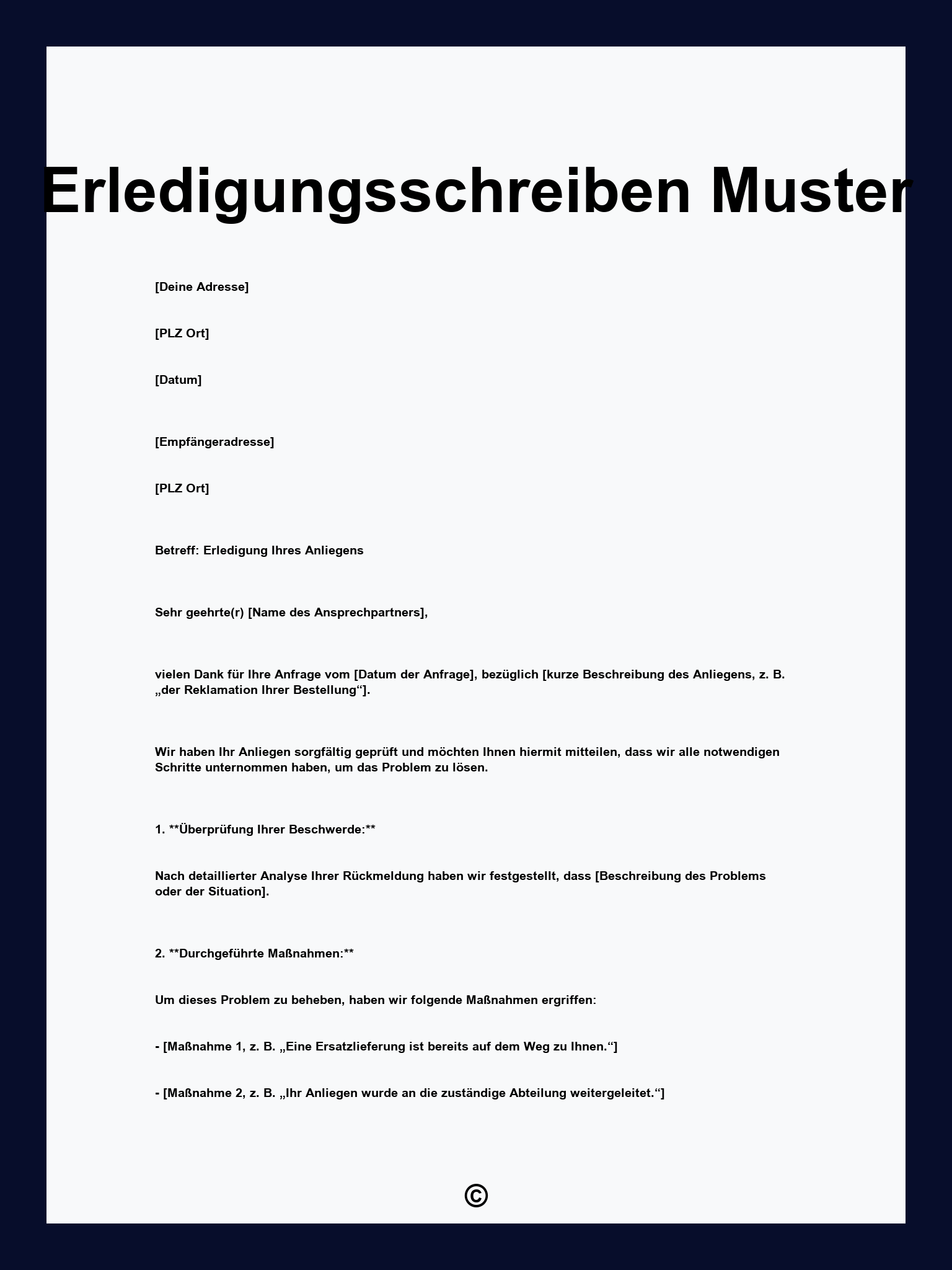 Erledigungsschreiben Muster