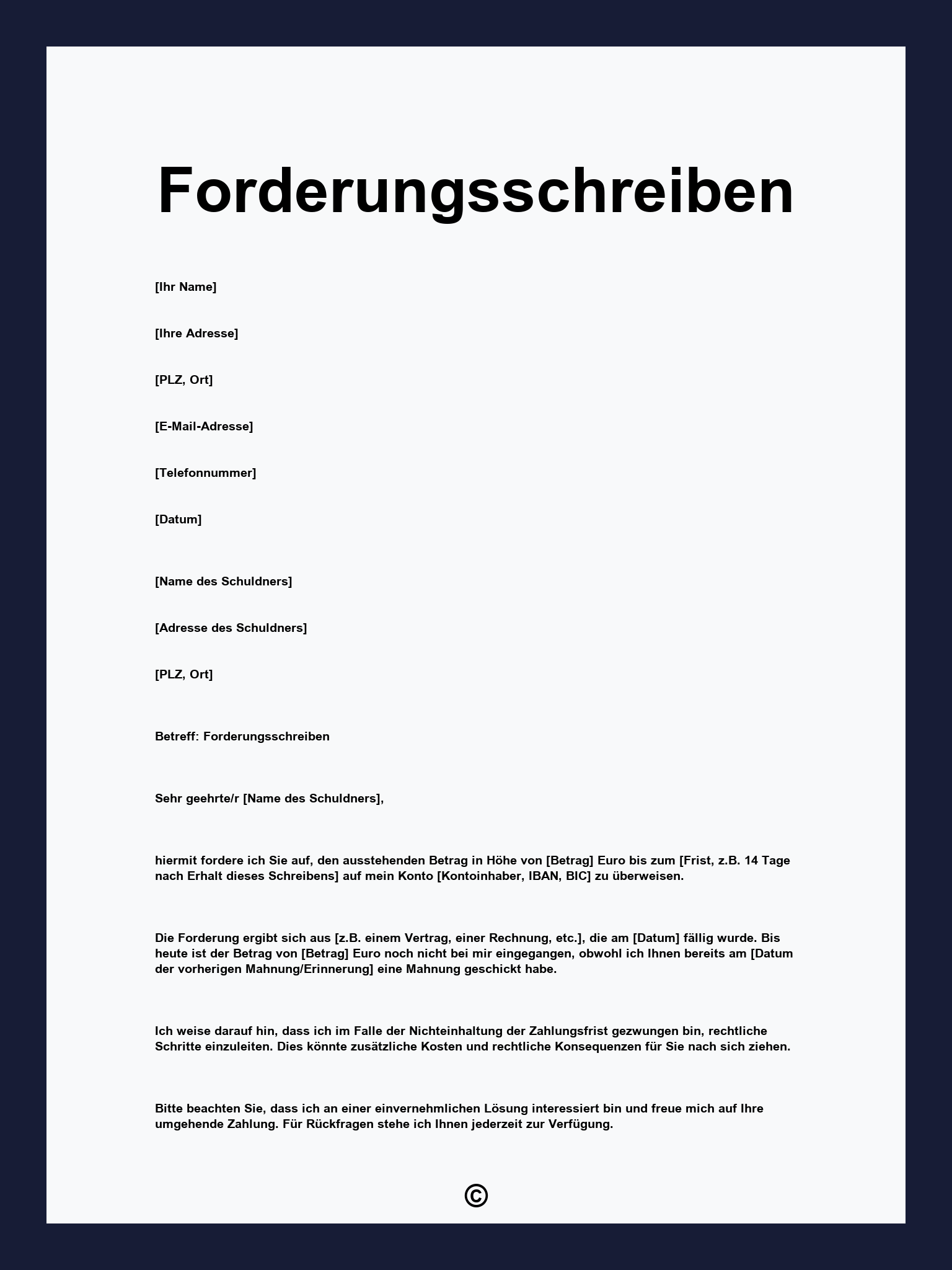 Forderungsschreiben