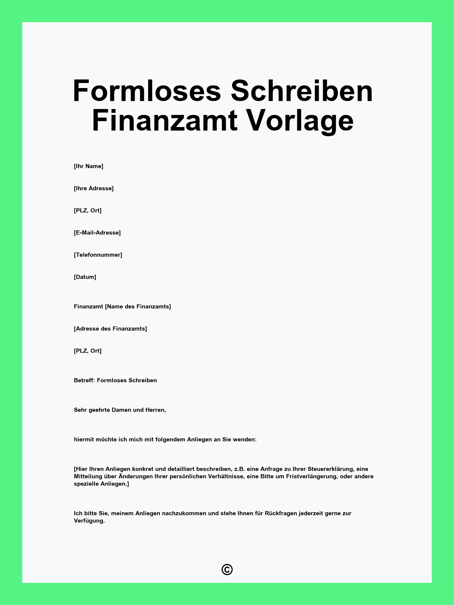 Formloses Schreiben Finanzamt Vorlage
