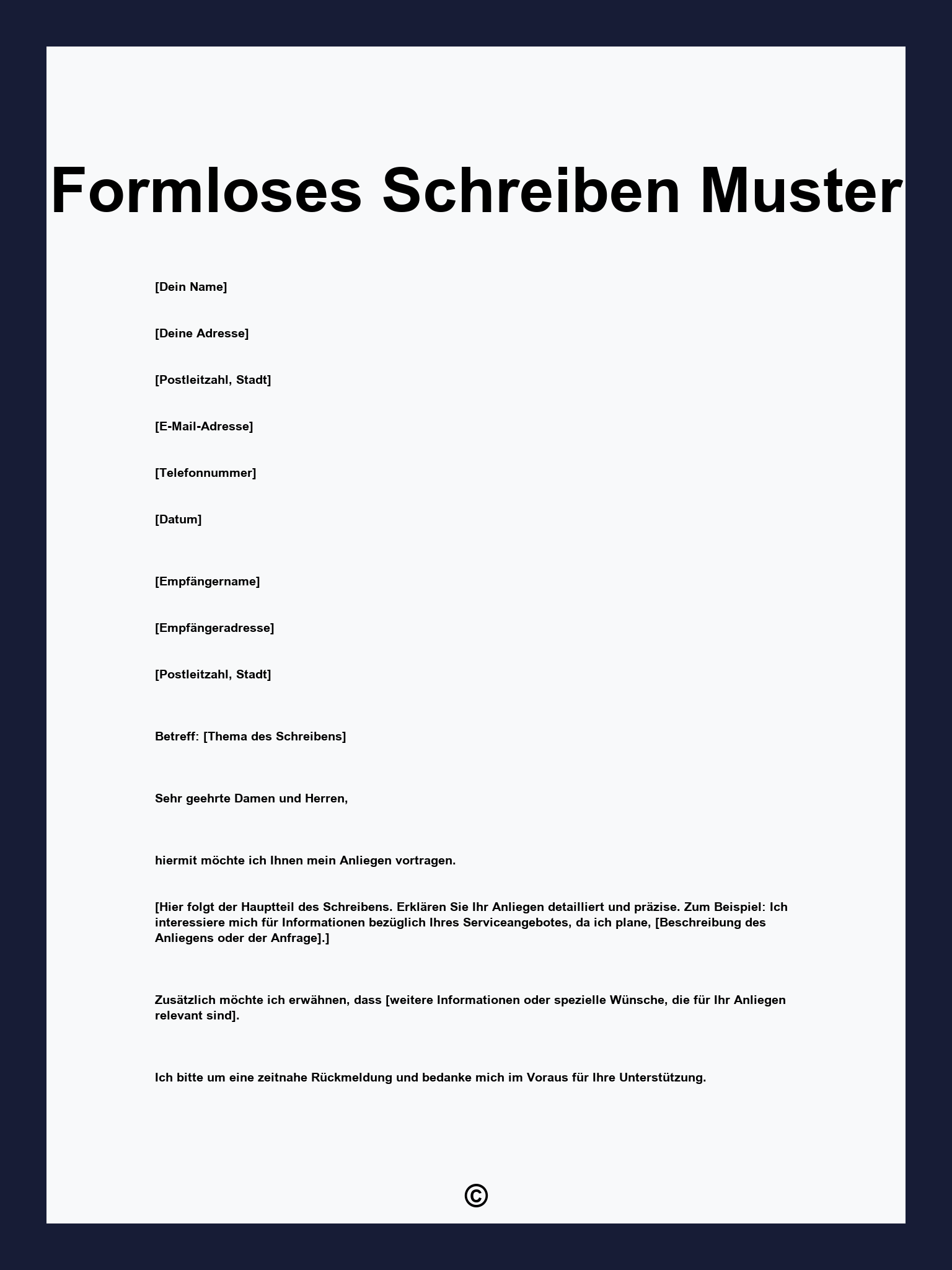 Formloses Schreiben Muster