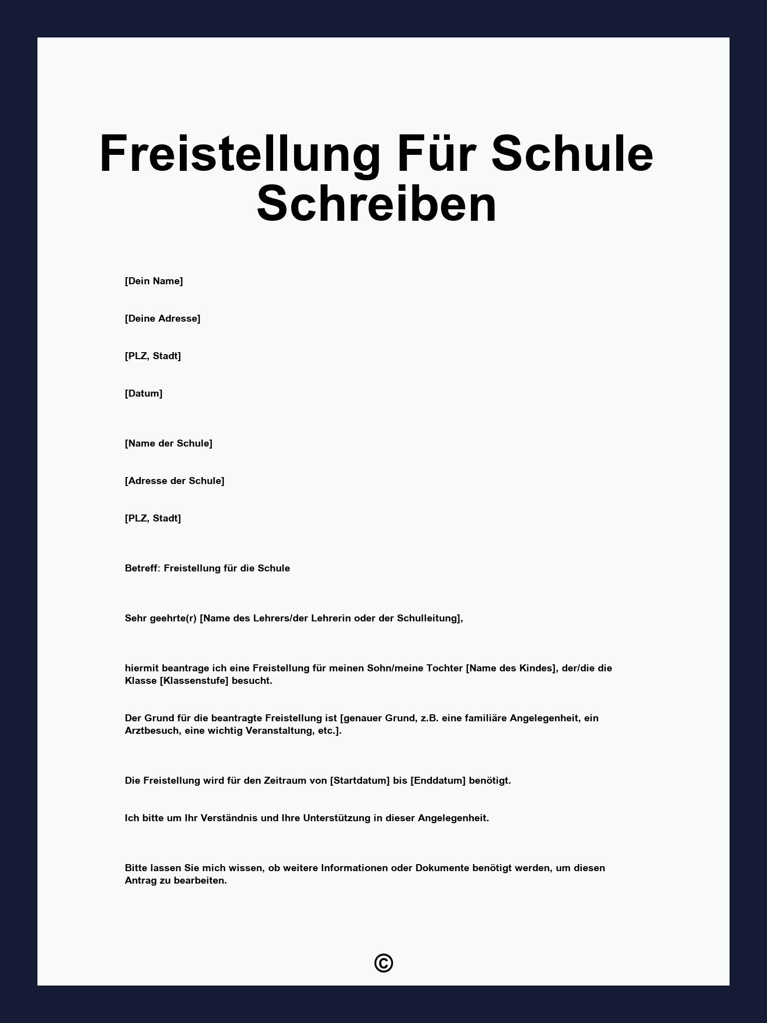 Freistellung Für Schule Schreiben