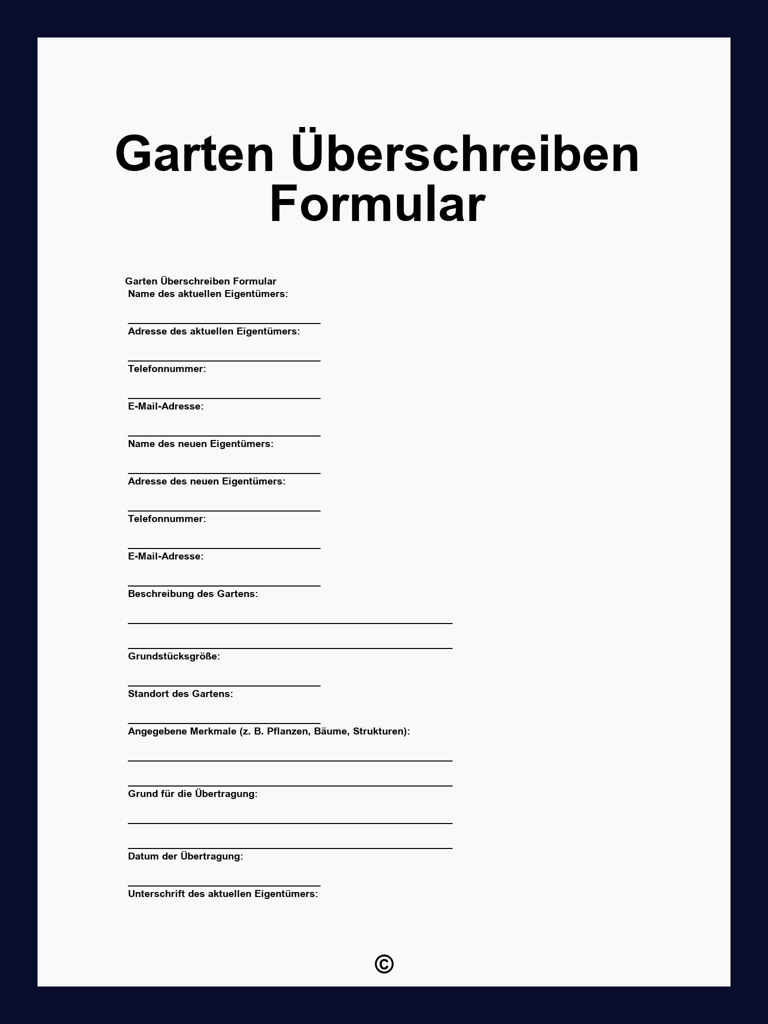 Garten Überschreiben Formular