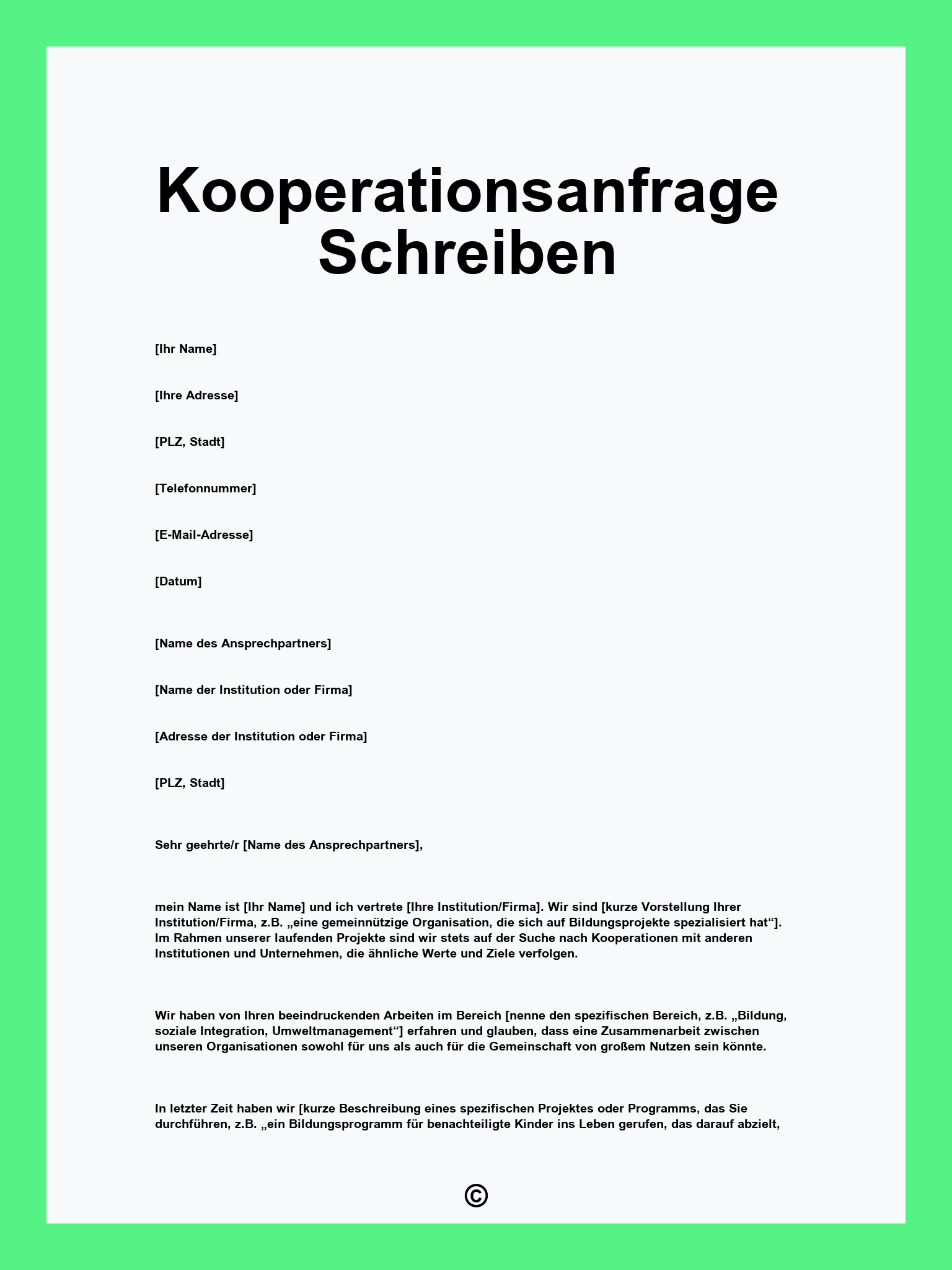Kooperationsanfrage Schreiben