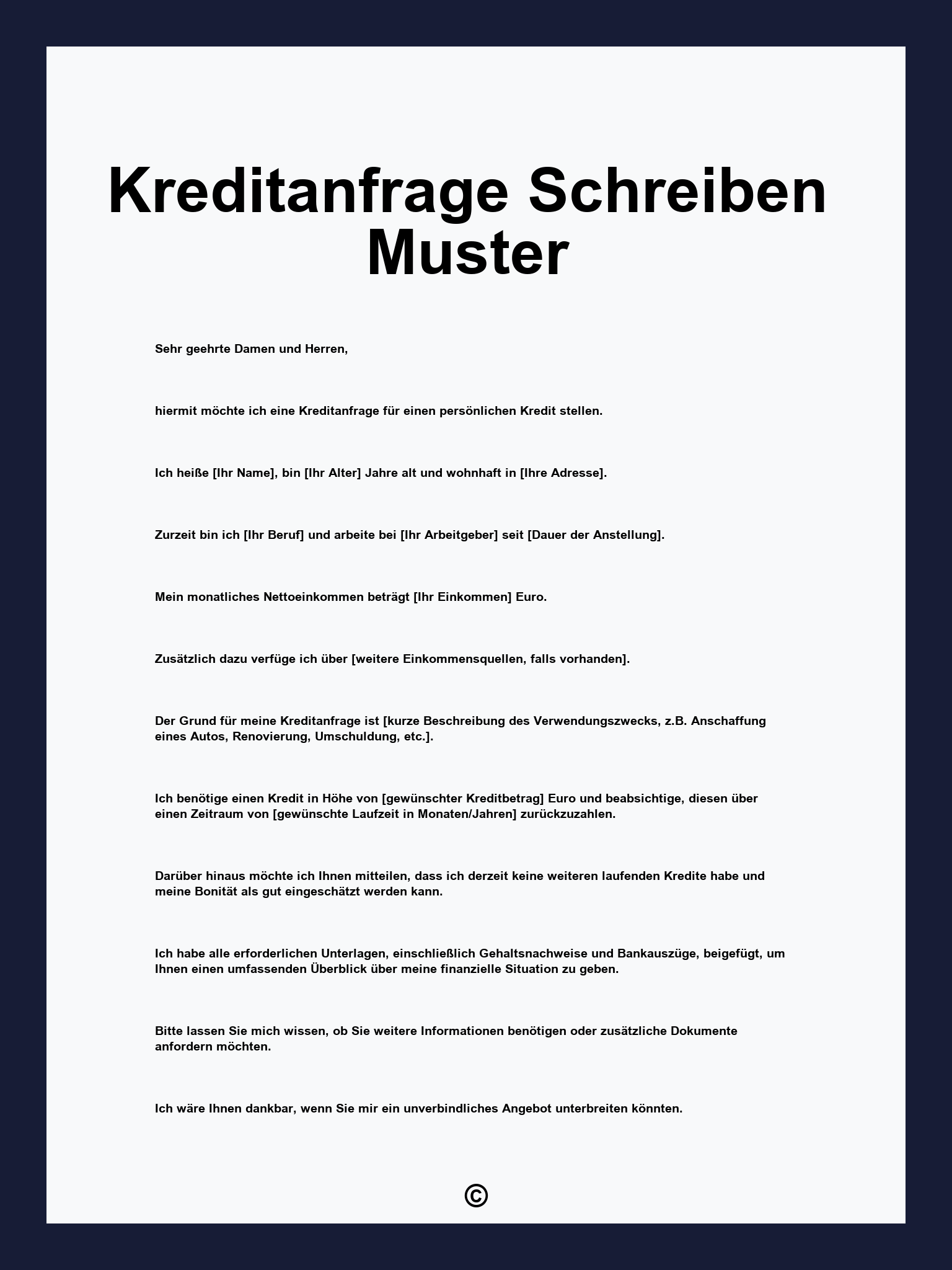 Kreditanfrage Schreiben Muster