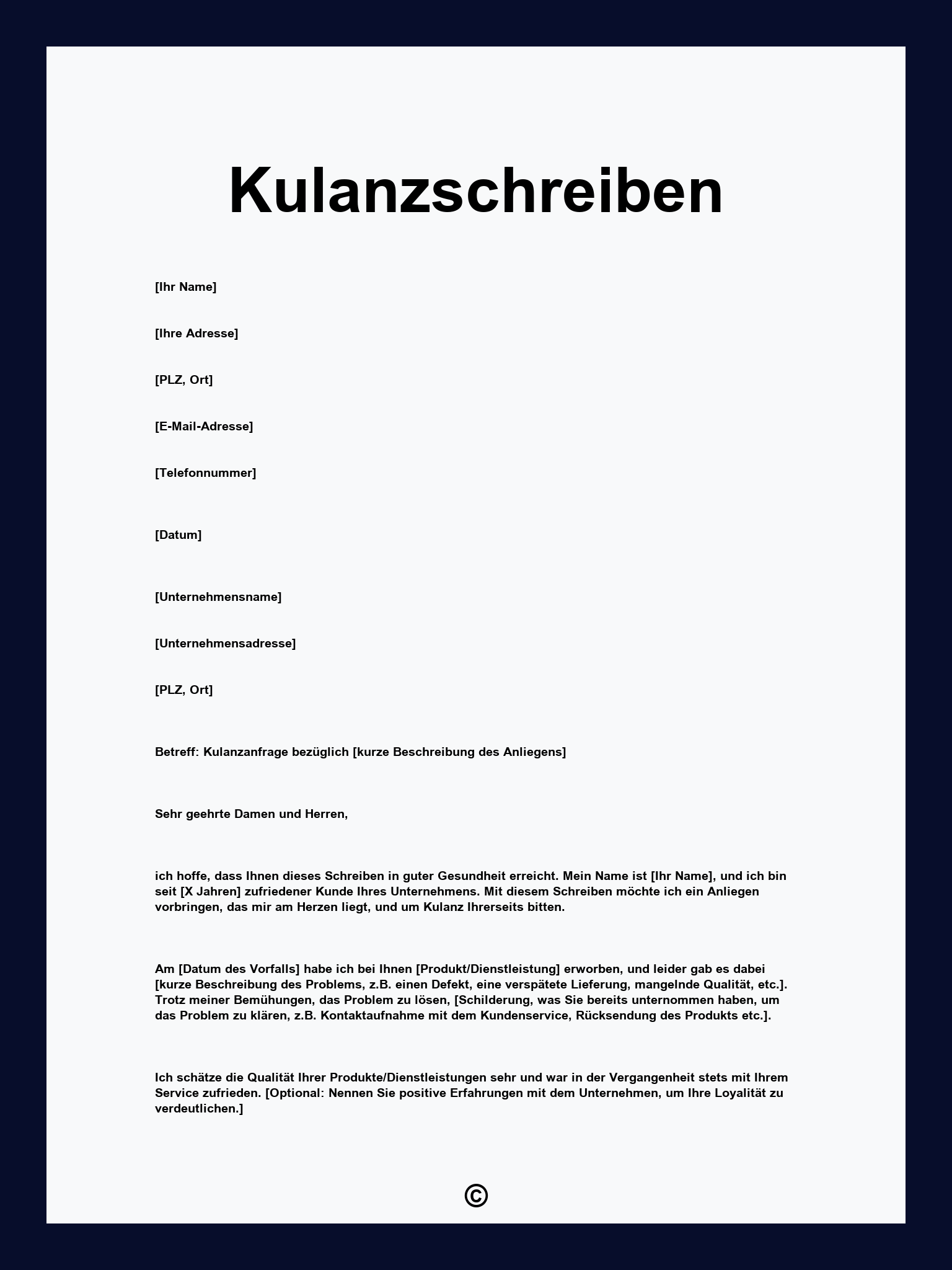 Kulanzschreiben