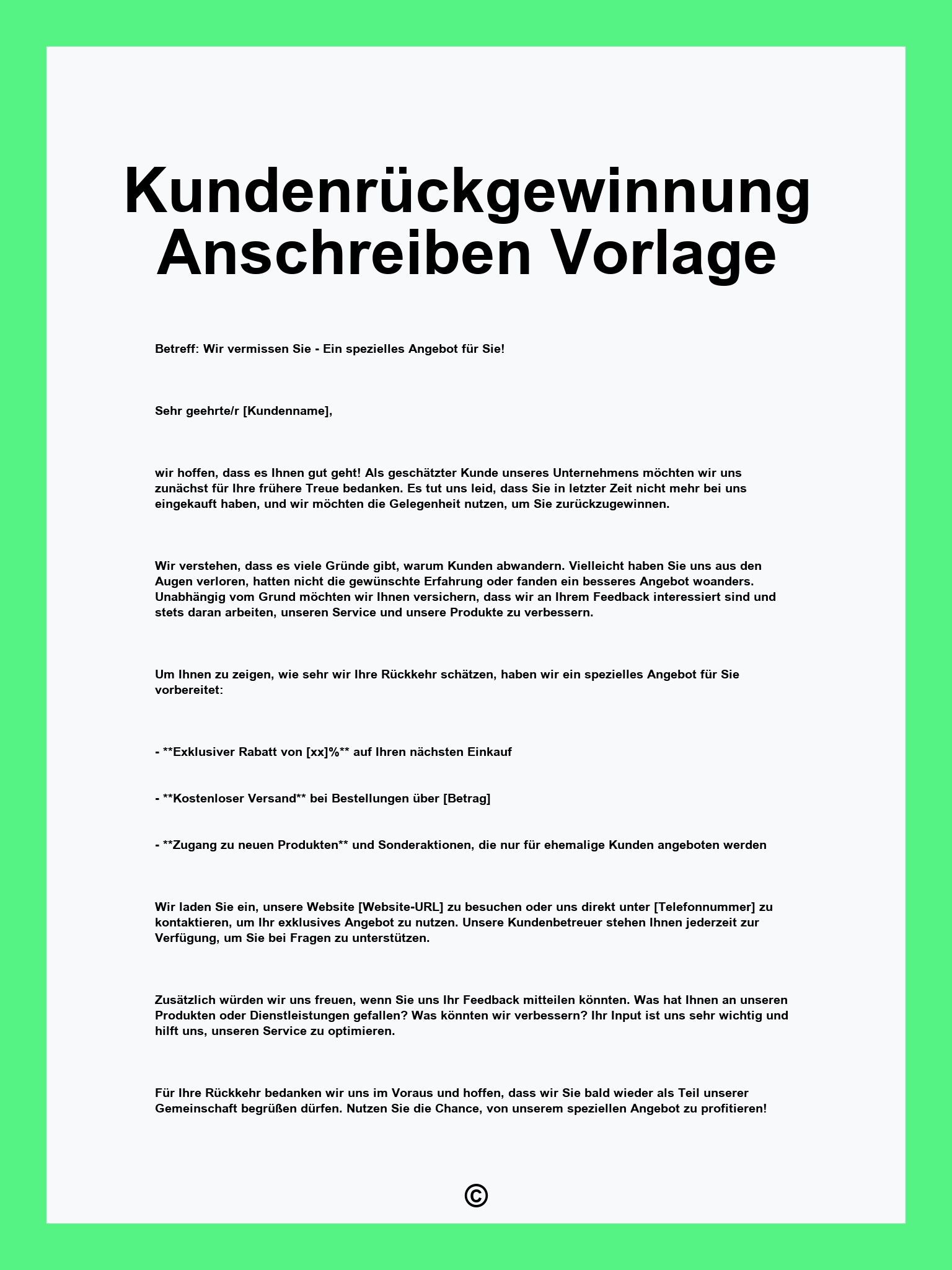 Kundenrückgewinnung Anschreiben Vorlage