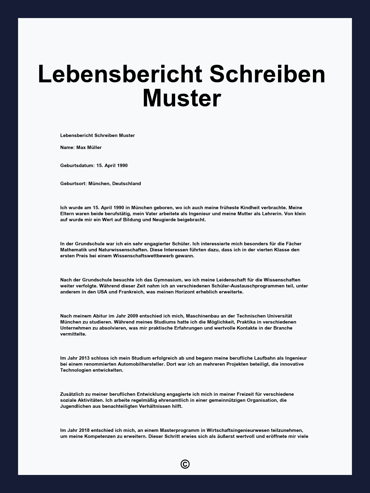 Lebensbericht Schreiben Muster