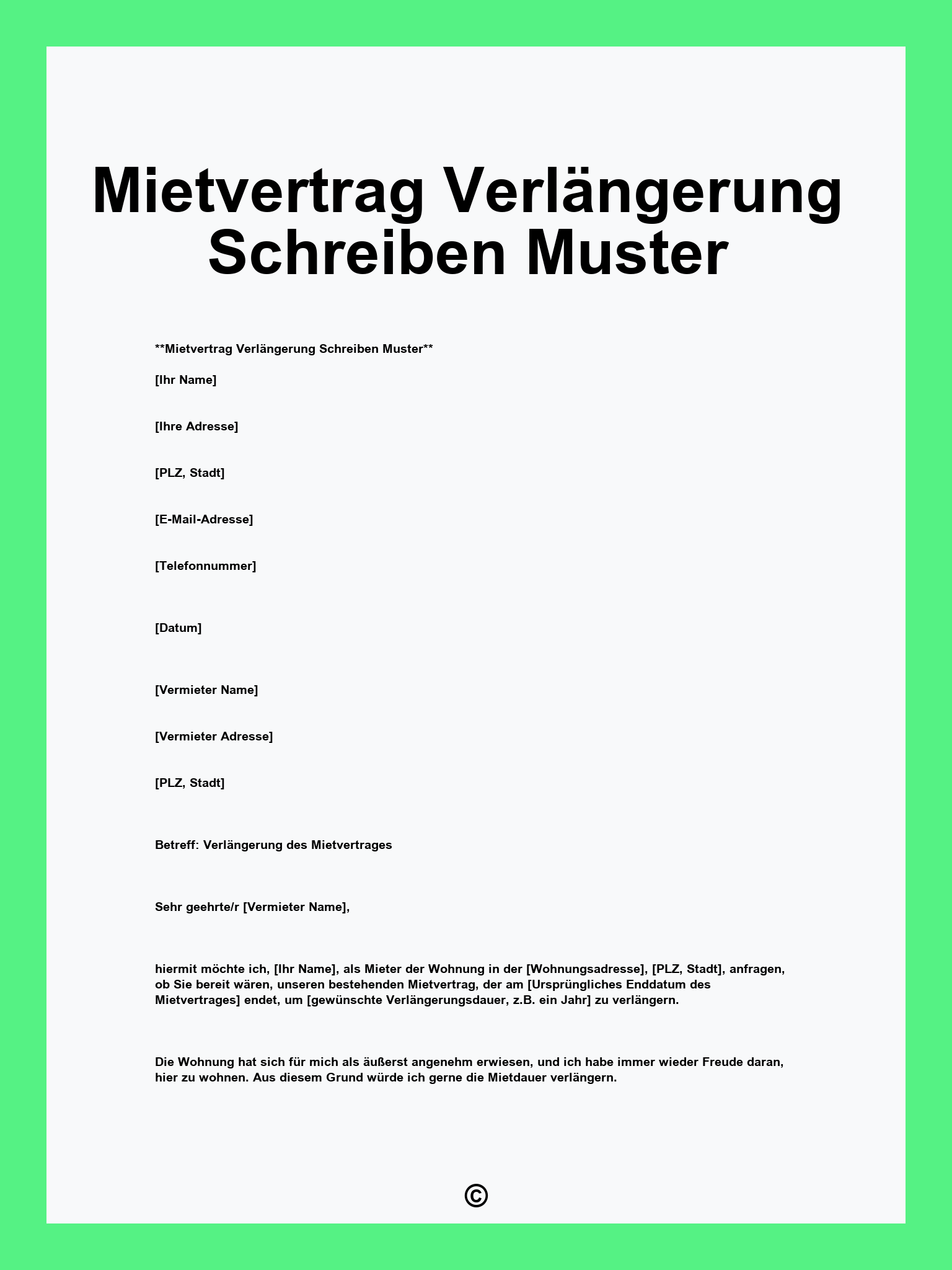 Mietvertrag Verlängerung Schreiben Muster
