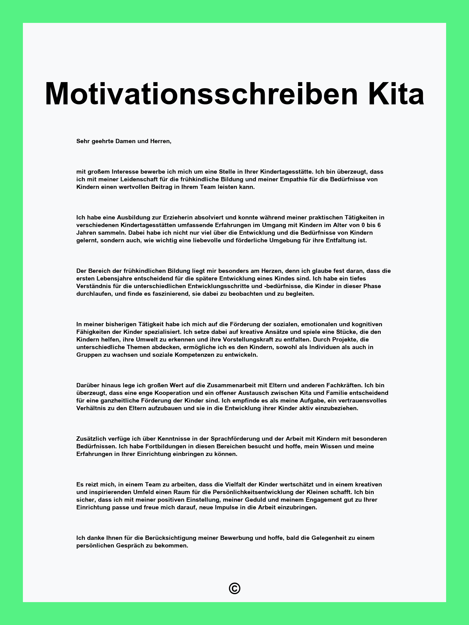 Motivationsschreiben Kita