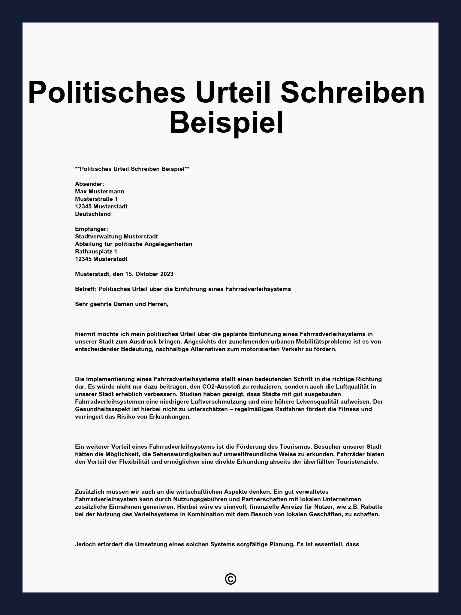Politisches Urteil Schreiben Beispiel
