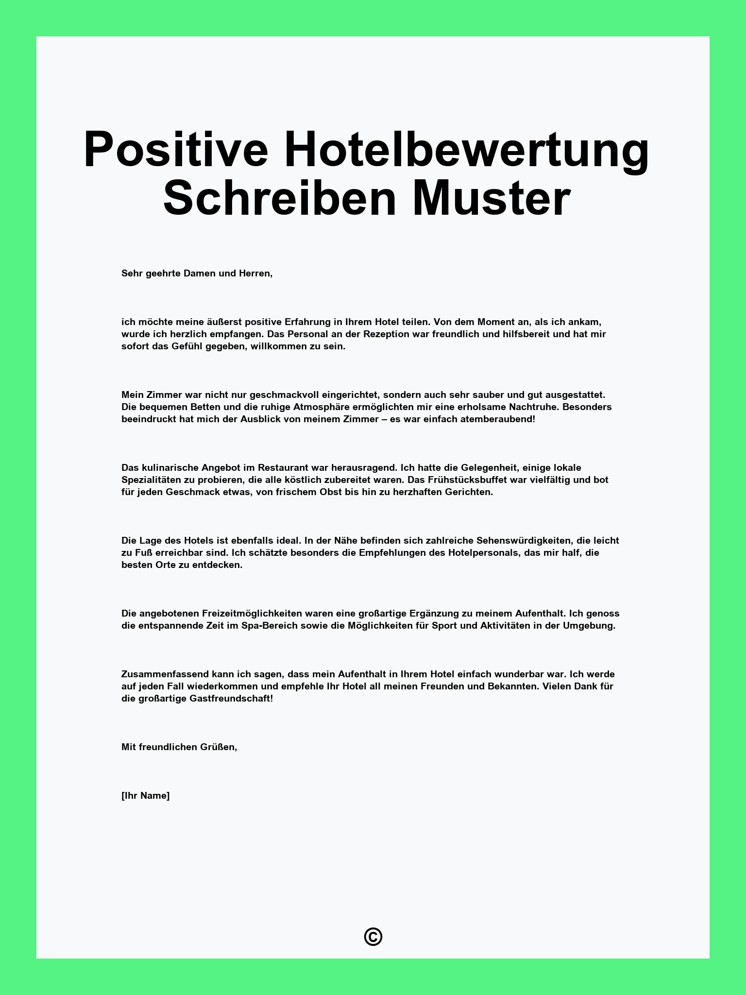 Positive Hotelbewertung Schreiben Muster