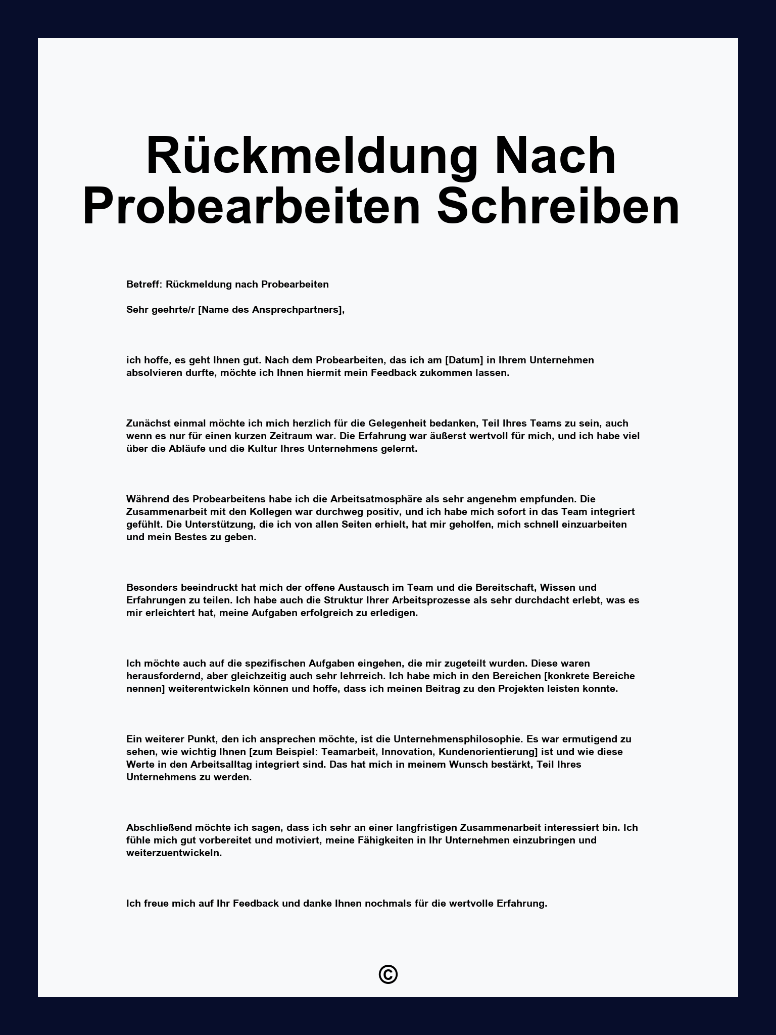 Rückmeldung Nach Probearbeiten Schreiben