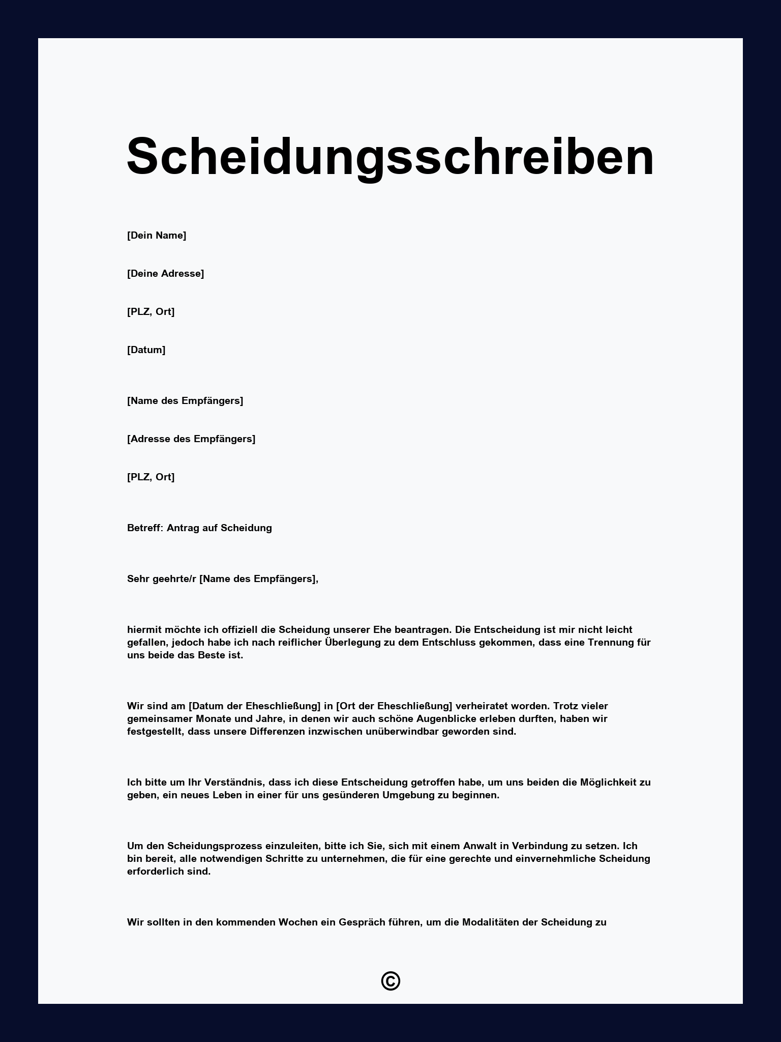 Scheidungsschreiben