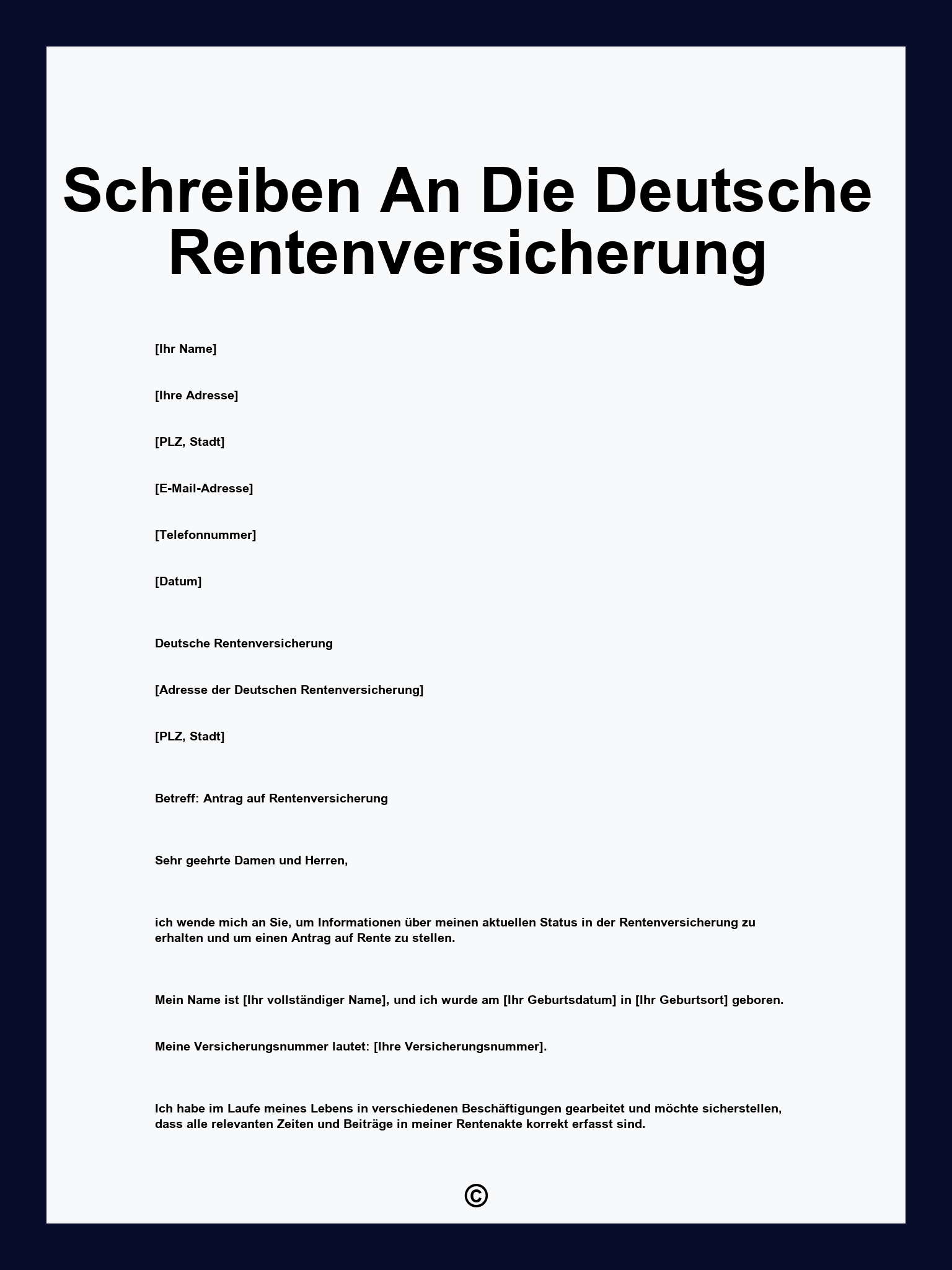Schreiben An Die Deutsche Rentenversicherung