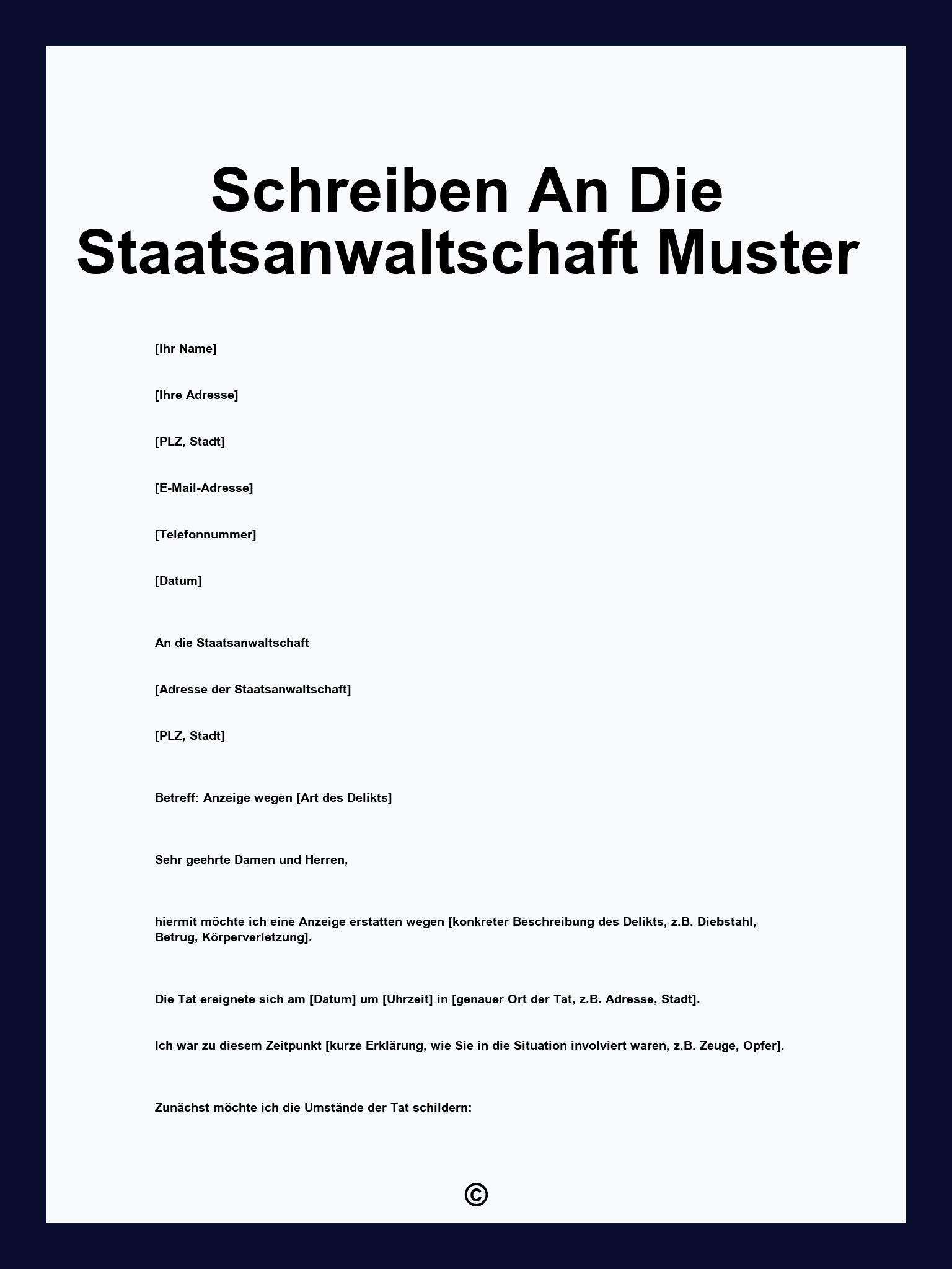 Schreiben An Die Staatsanwaltschaft Muster