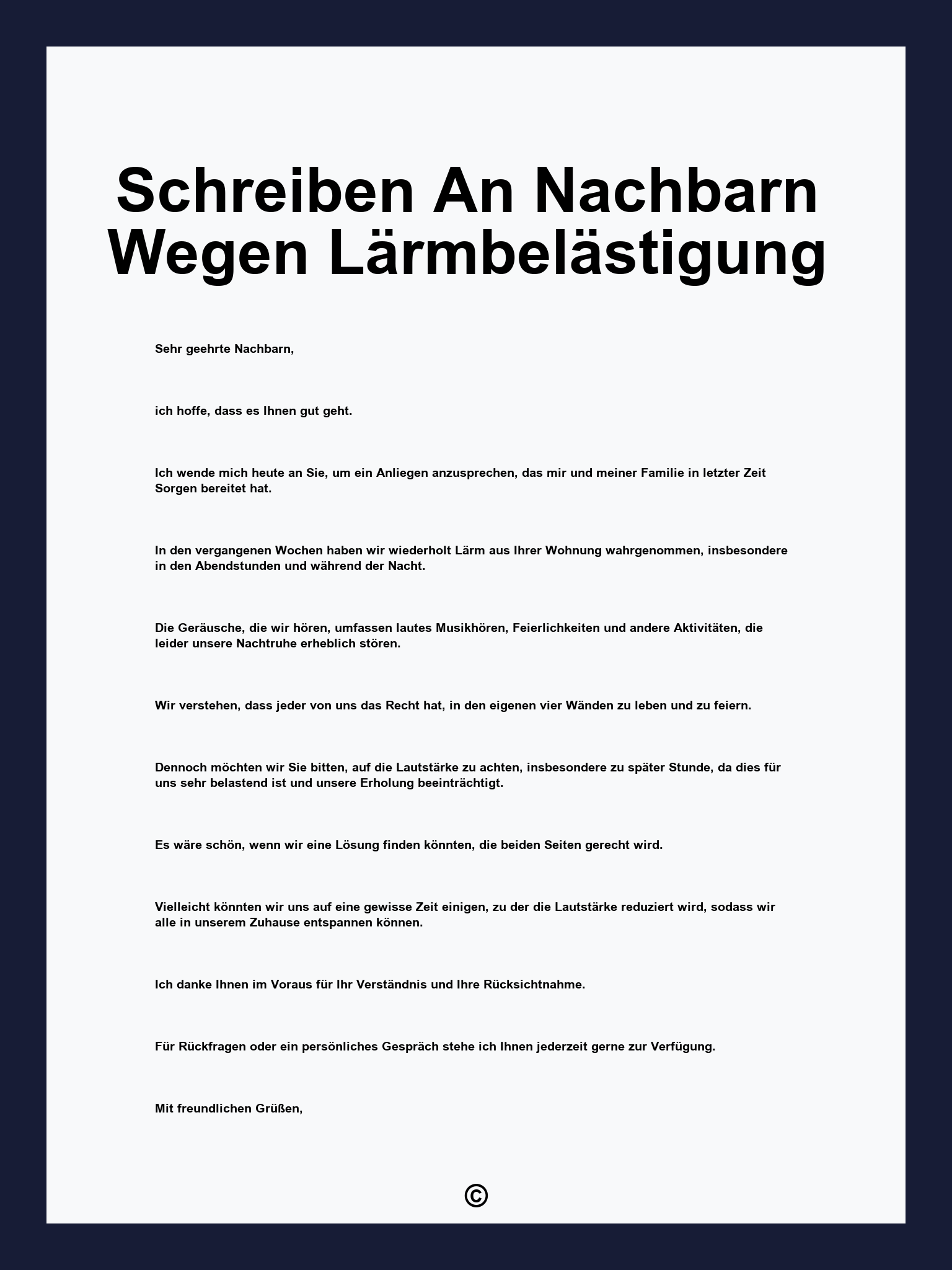 Schreiben An Nachbarn Wegen Lärmbelästigung