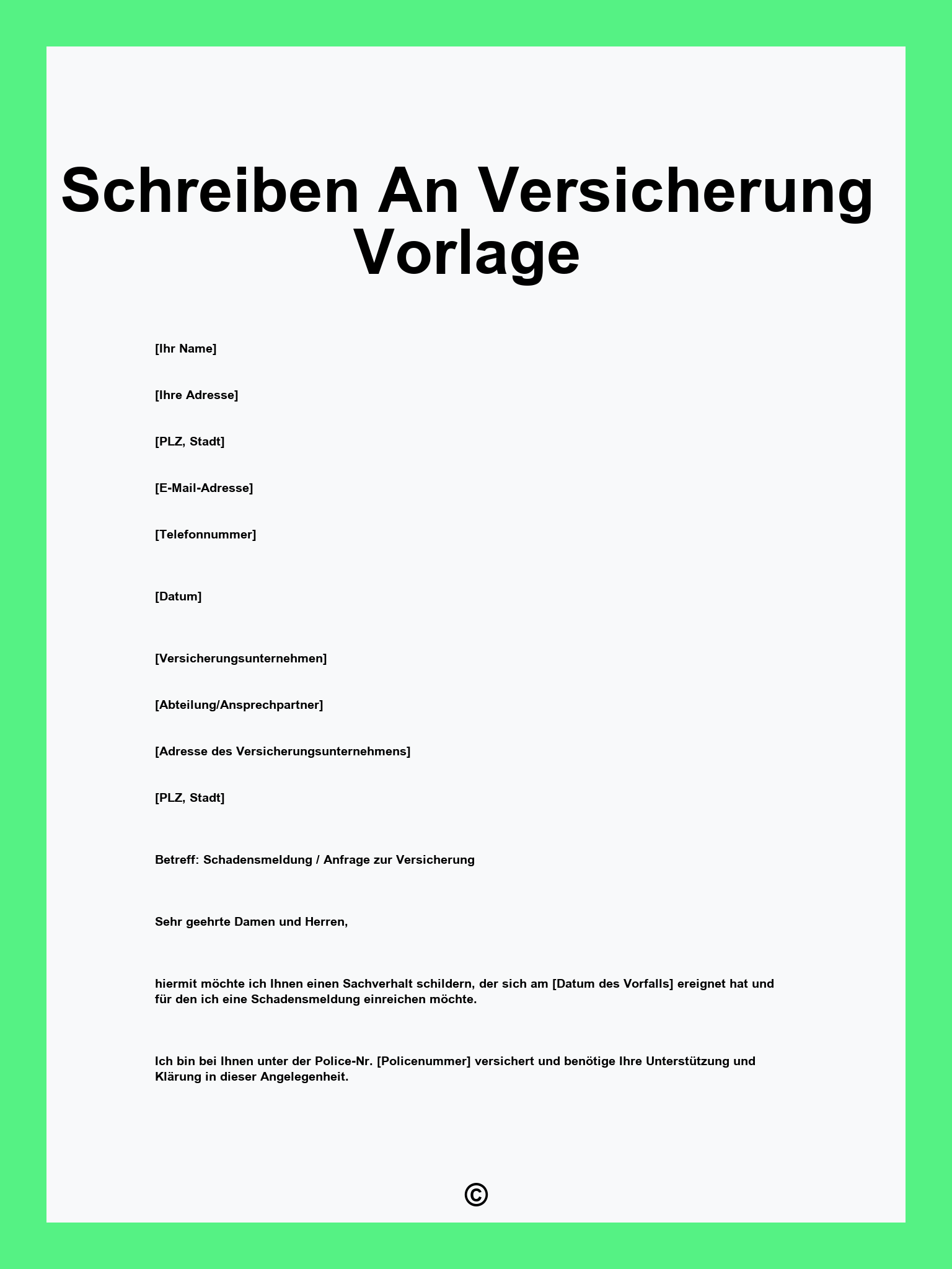 Schreiben An Versicherung Vorlage