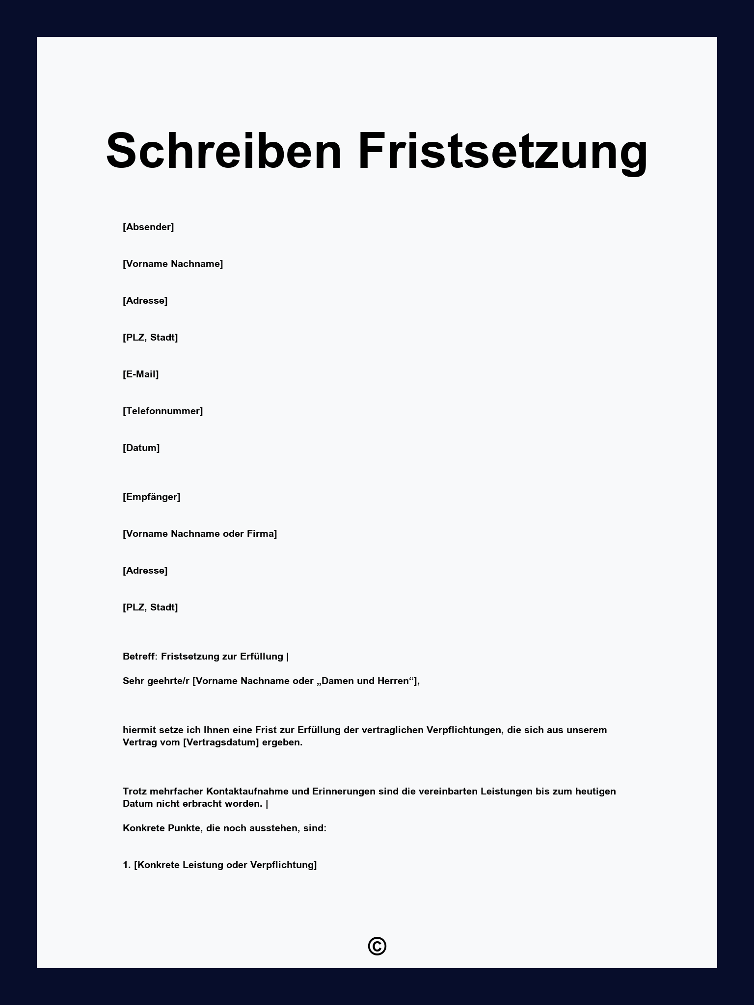 Schreiben Fristsetzung