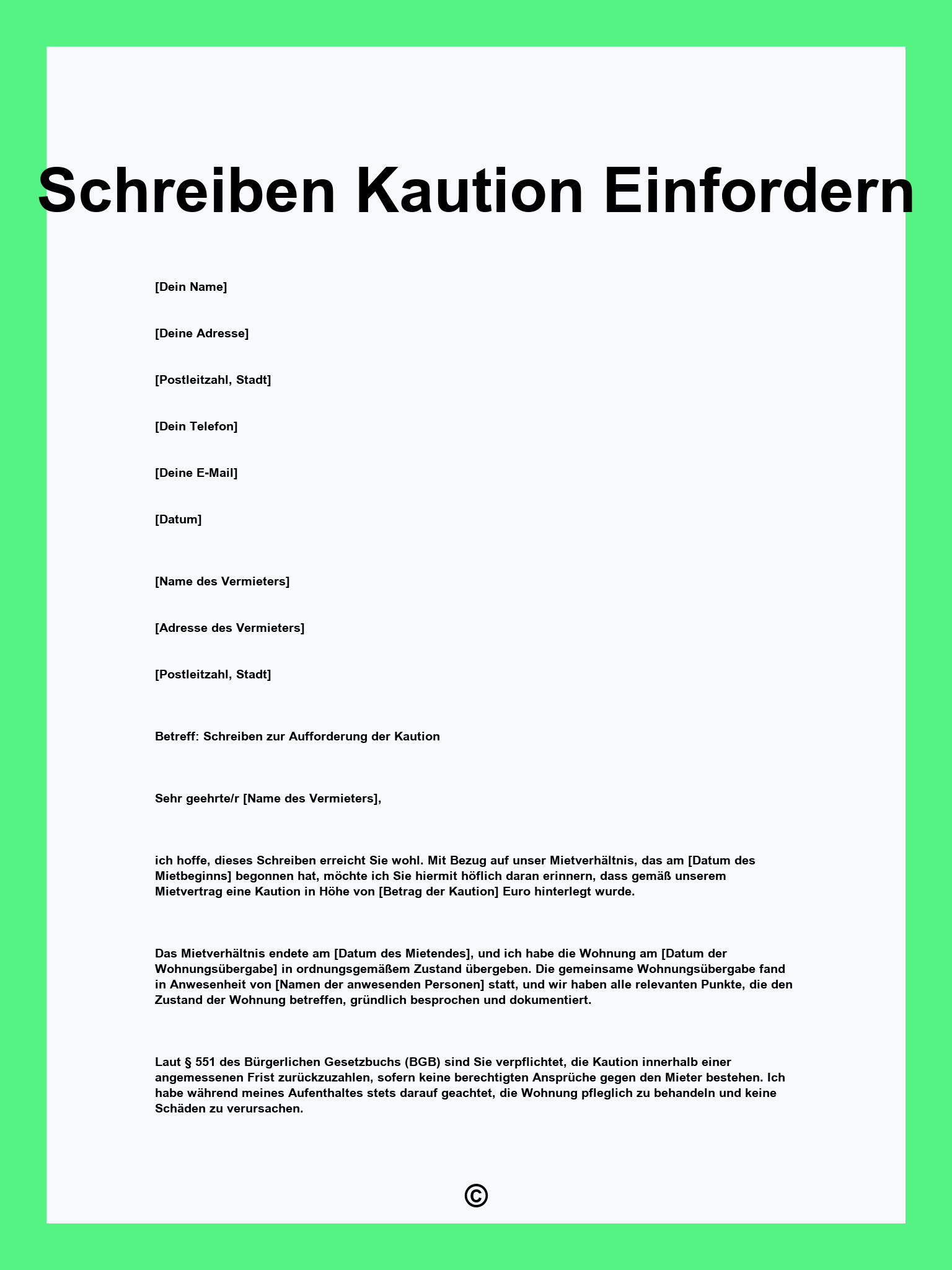 Schreiben Kaution Einfordern