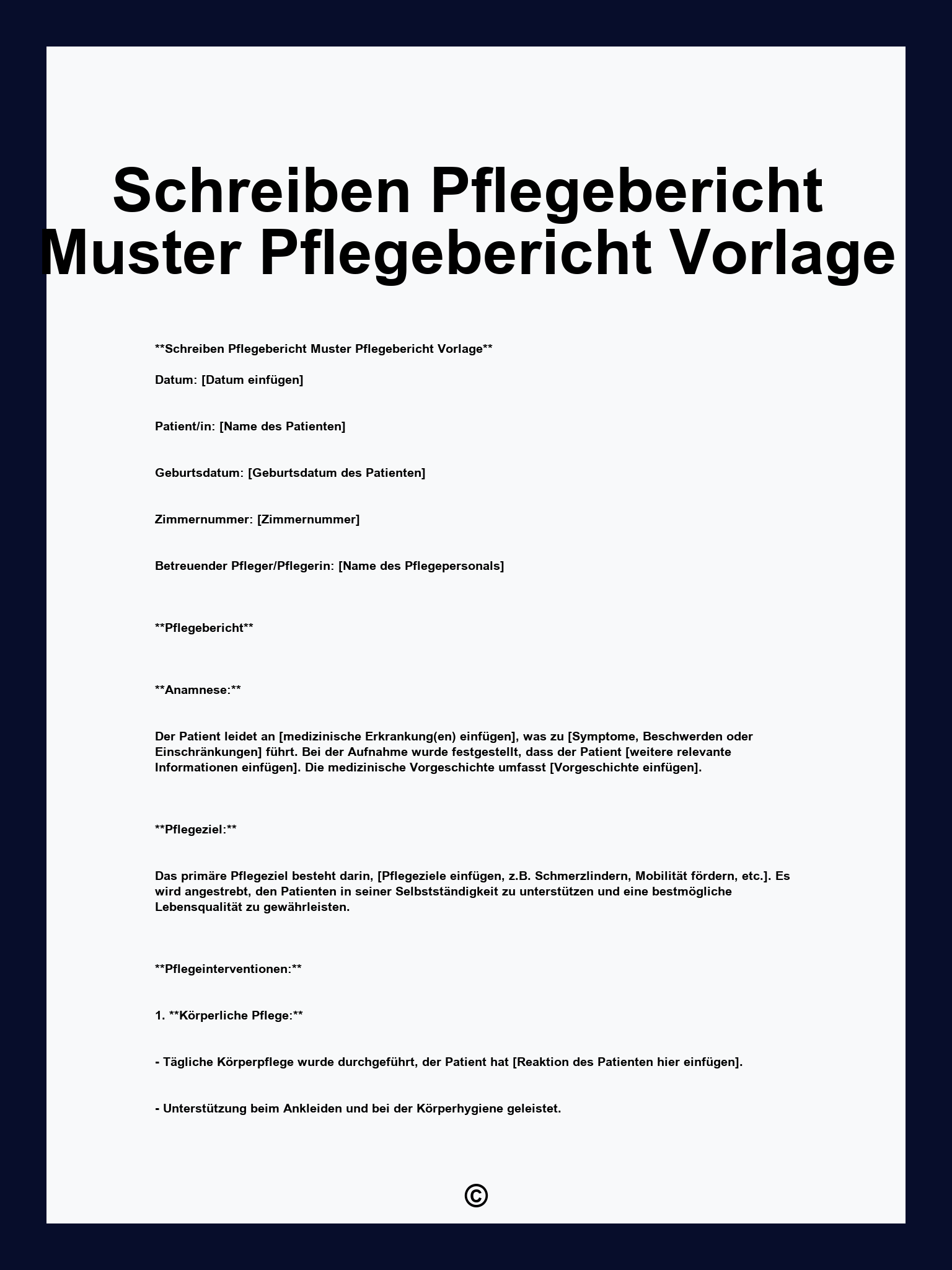Schreiben Pflegebericht Muster Pflegebericht Vorlage
