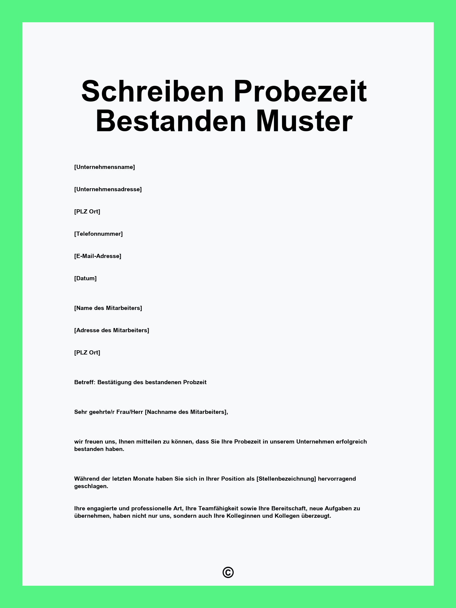 Schreiben Probezeit Bestanden Muster