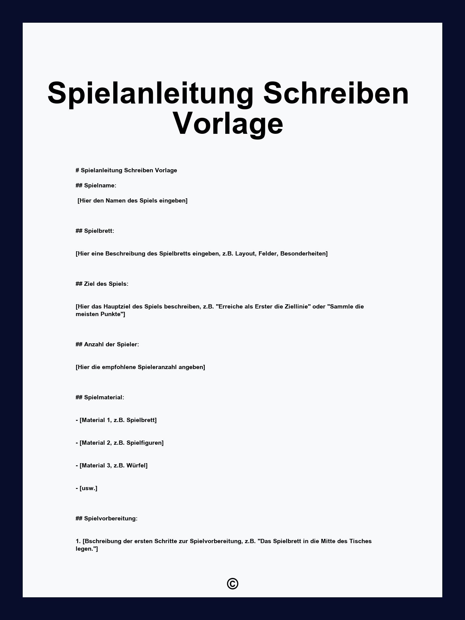 Spielanleitung Schreiben Vorlage