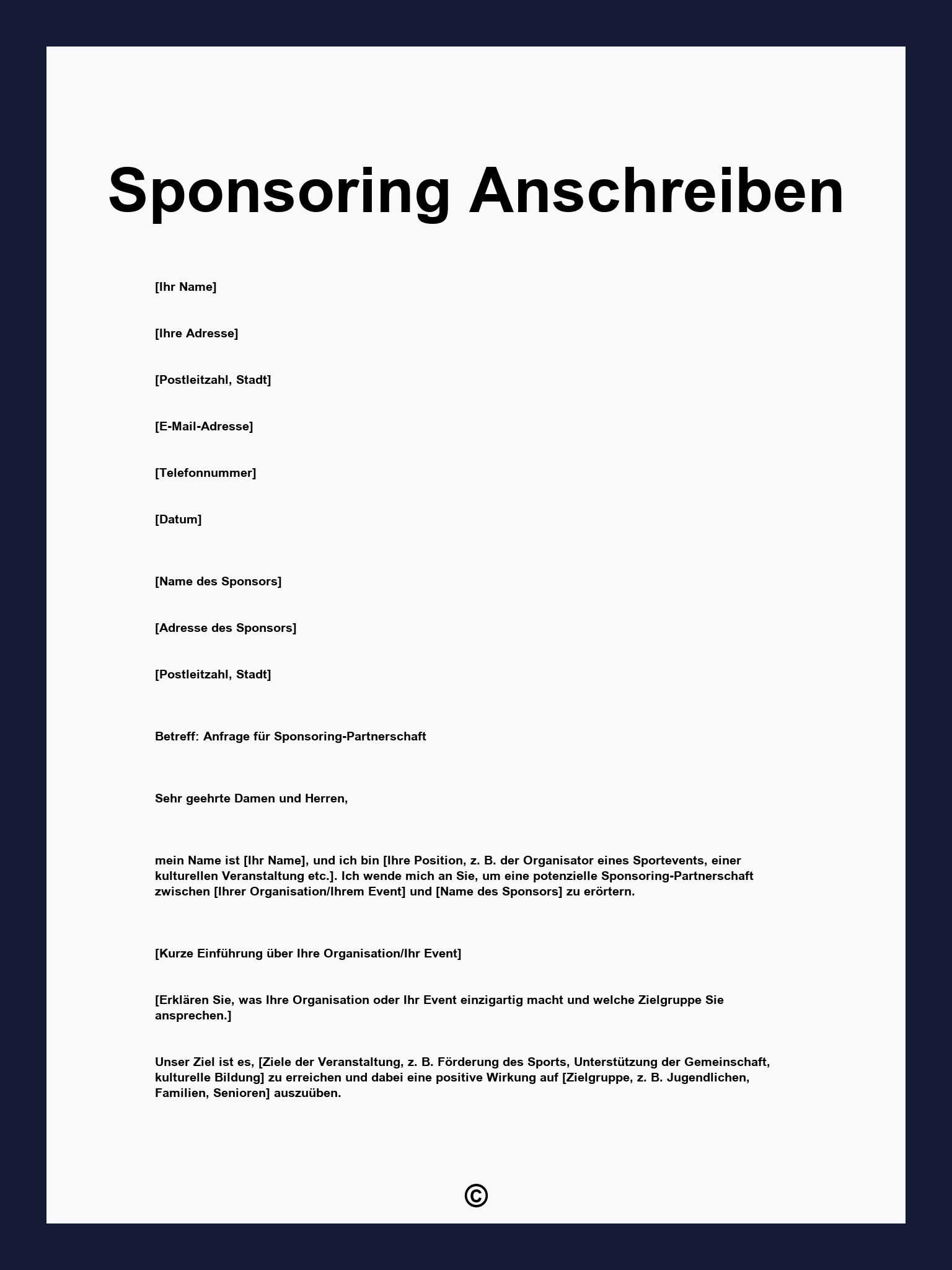 Sponsoring Anschreiben
