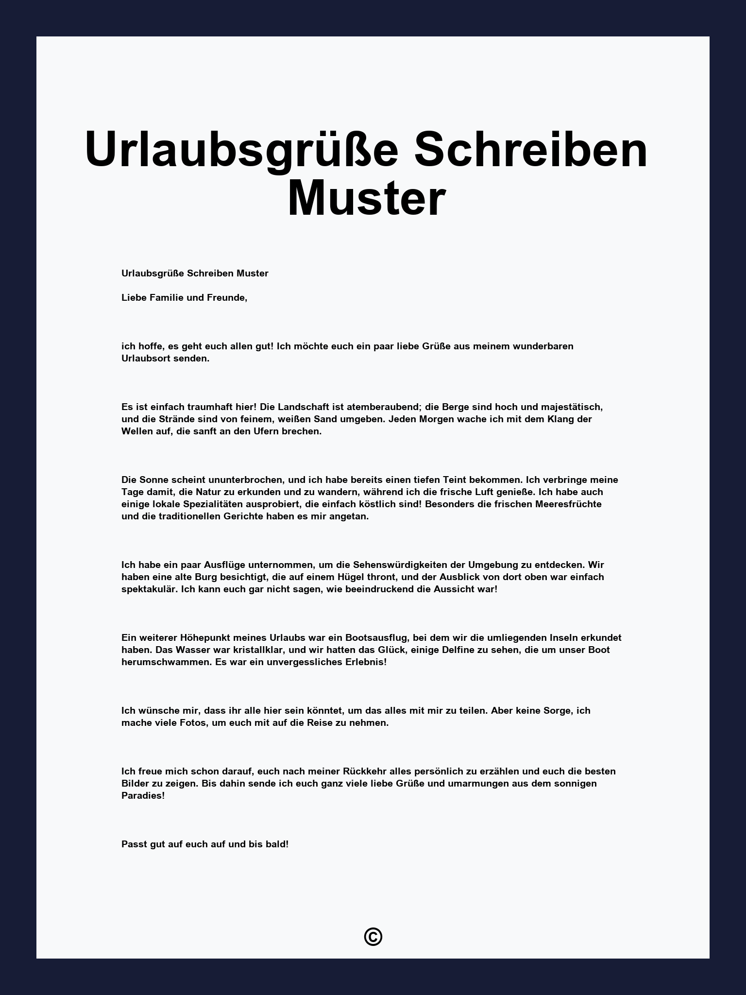 Urlaubsgrüße Schreiben Muster