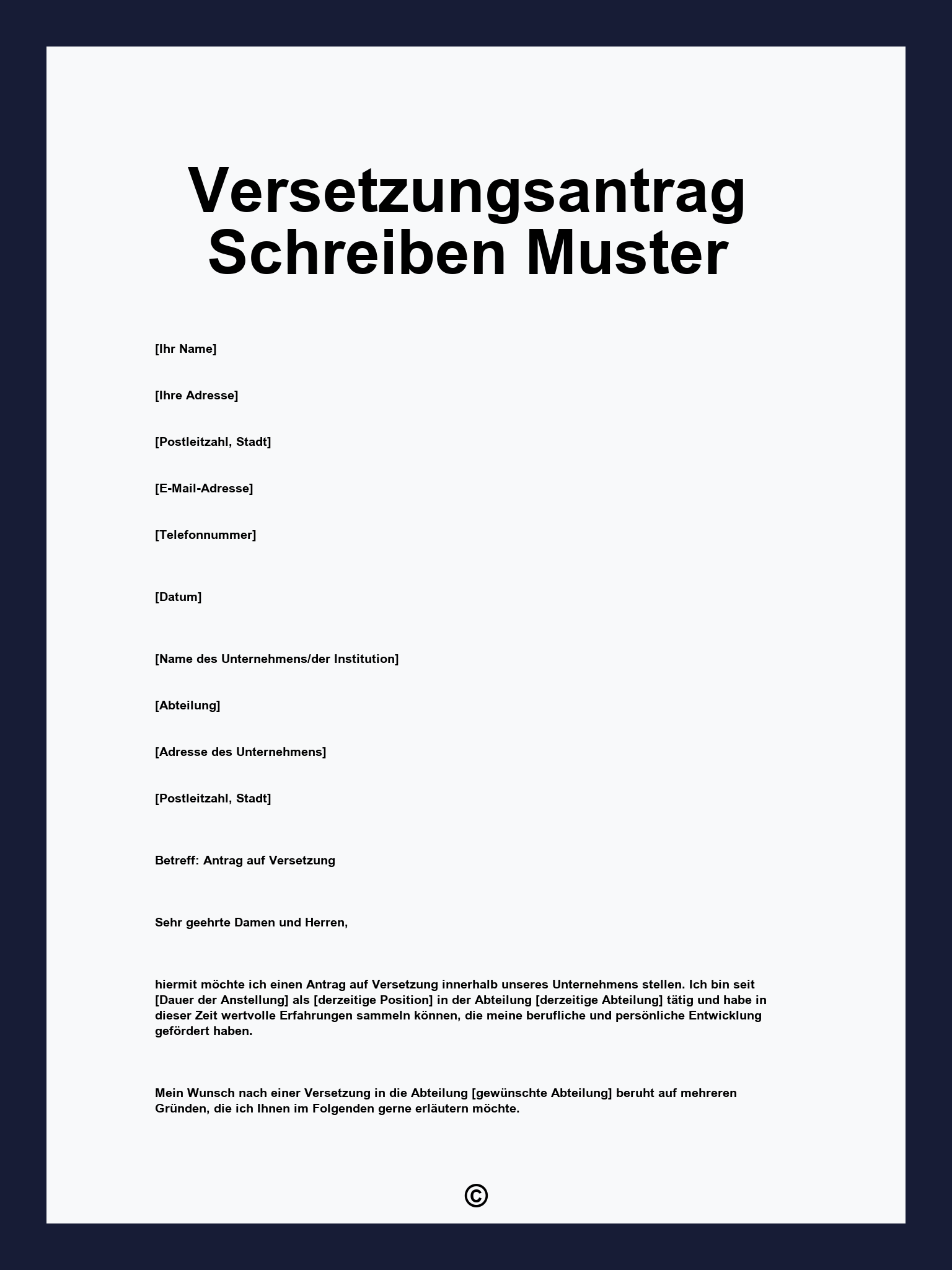 Versetzungsantrag Schreiben Muster