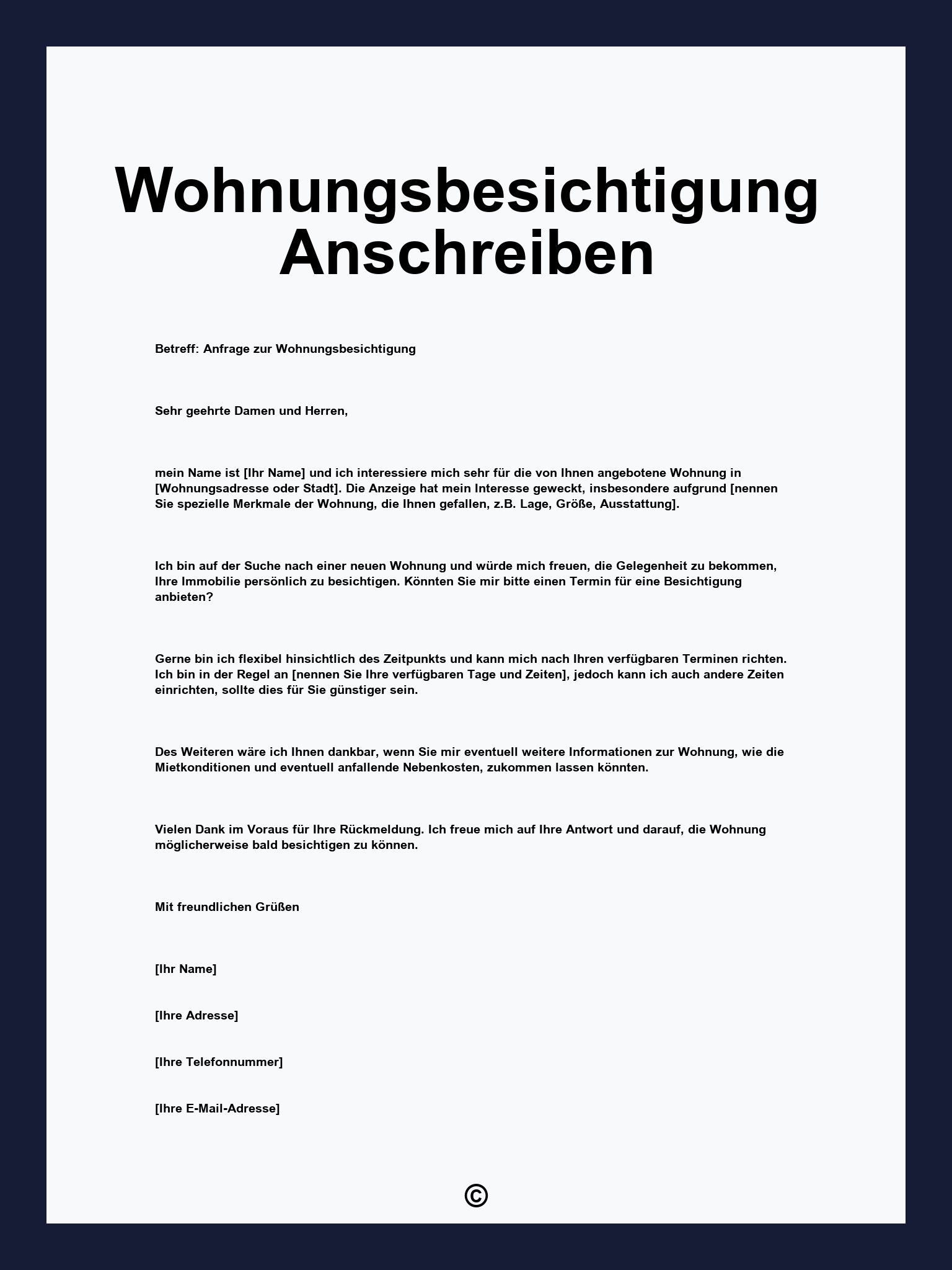 Wohnungsbesichtigung Anschreiben